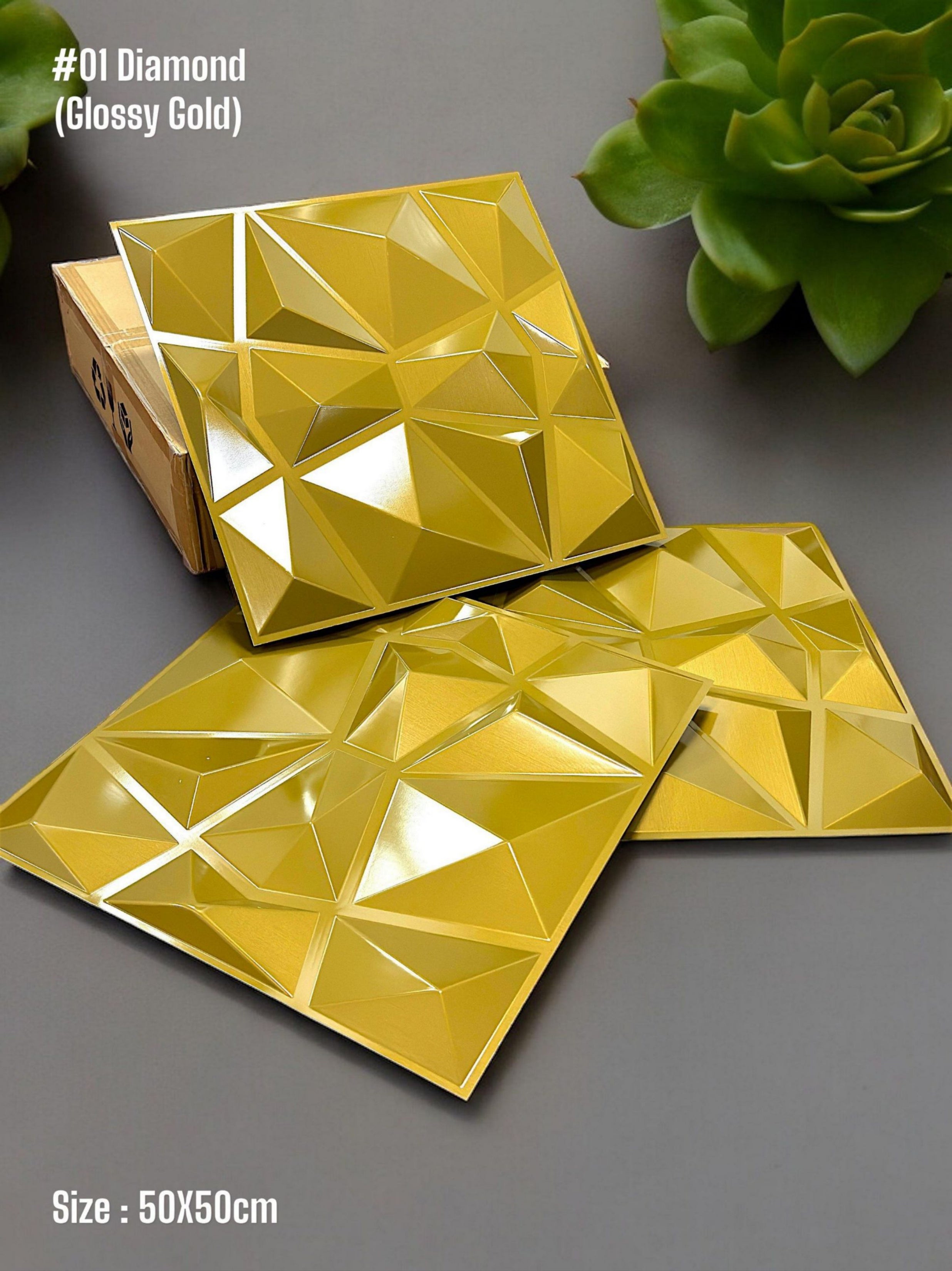 #01 Diamond Embossed 3D PVC Wall Panel - 5 Colors - (Size 50*50cm) - SWASTIK CREATIONS The Trend Point