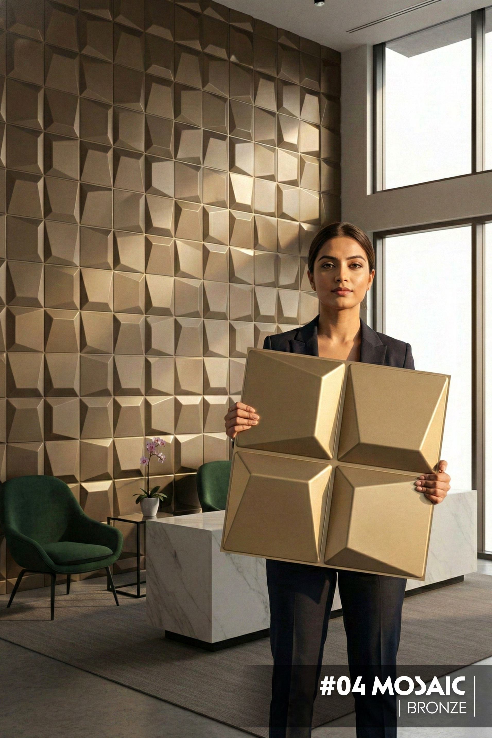 #04 Mosaic 3D PVC Without Mirror Panel - 5 colors option - (Size 50*50cm) - SWASTIK CREATIONS The Trend Point