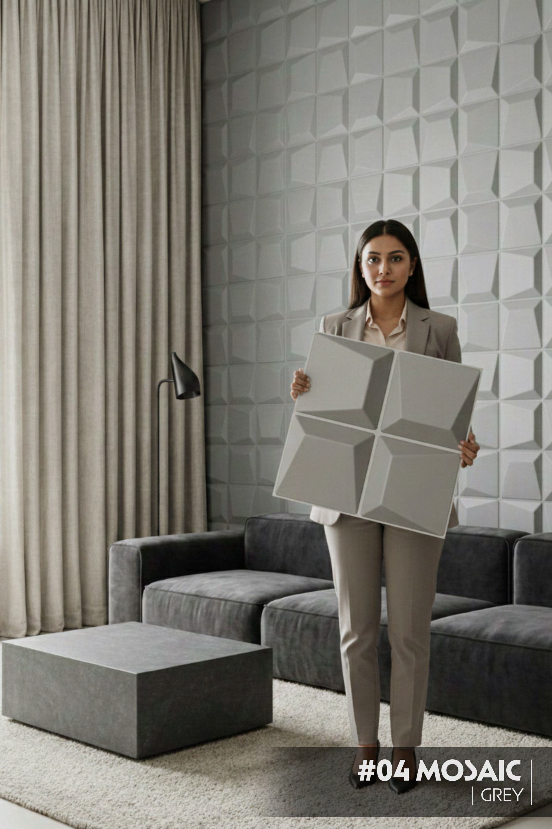 #04 Mosaic 3D PVC Without Mirror Panel - 5 colors option - (Size 50*50cm) - SWASTIK CREATIONS The Trend Point