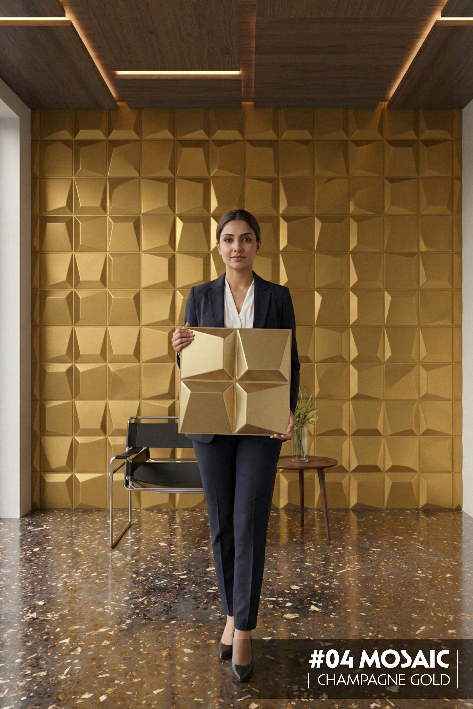 #04 Mosaic 3D PVC Without Mirror Panel - 5 colors option - (Size 50*50cm) - SWASTIK CREATIONS The Trend Point