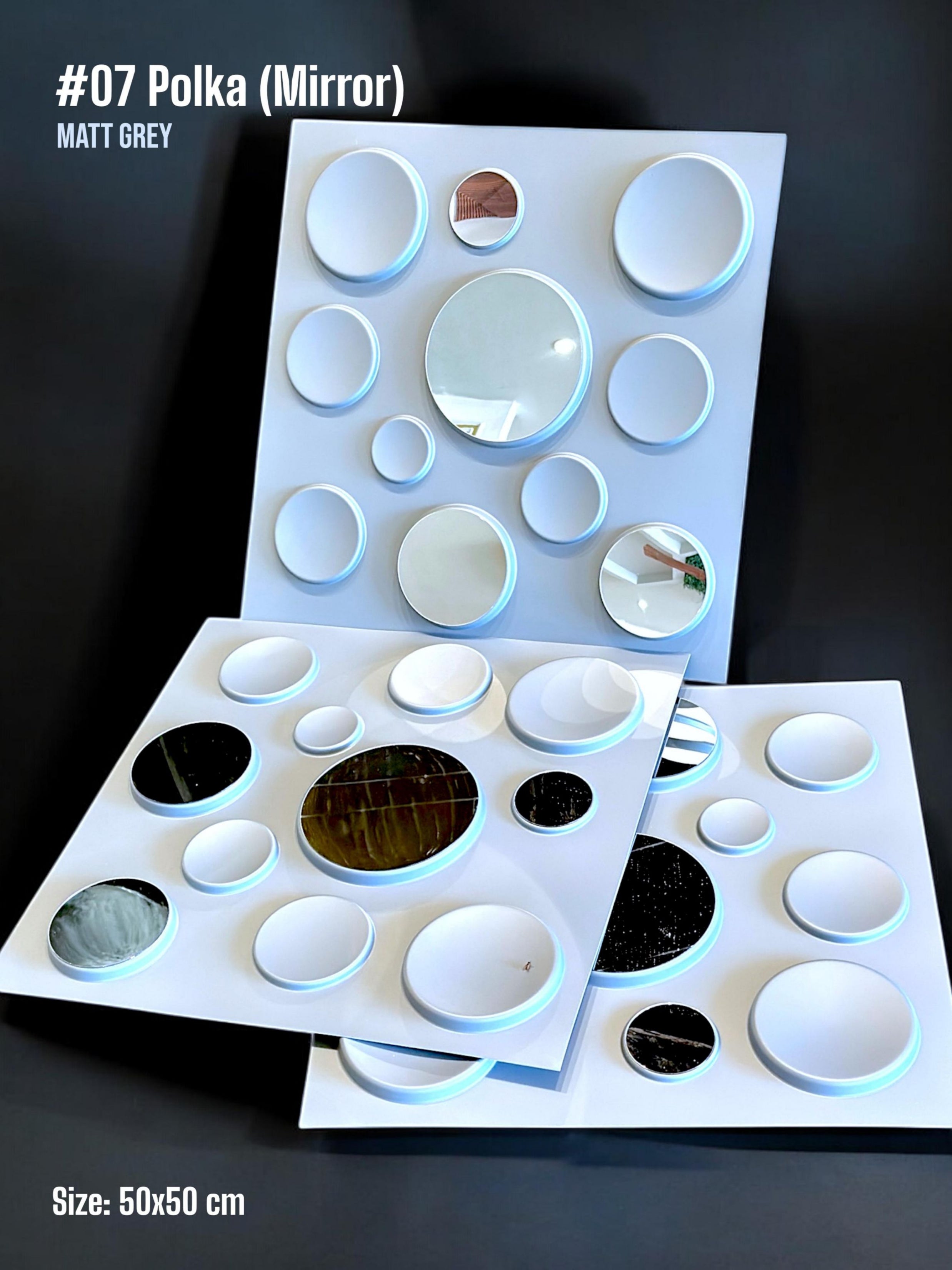 #07 Polka Dots 3D PVC Panel (Mirror) - 5 colors option - (Size 50*50cm) - SWASTIK CREATIONS The Trend Point