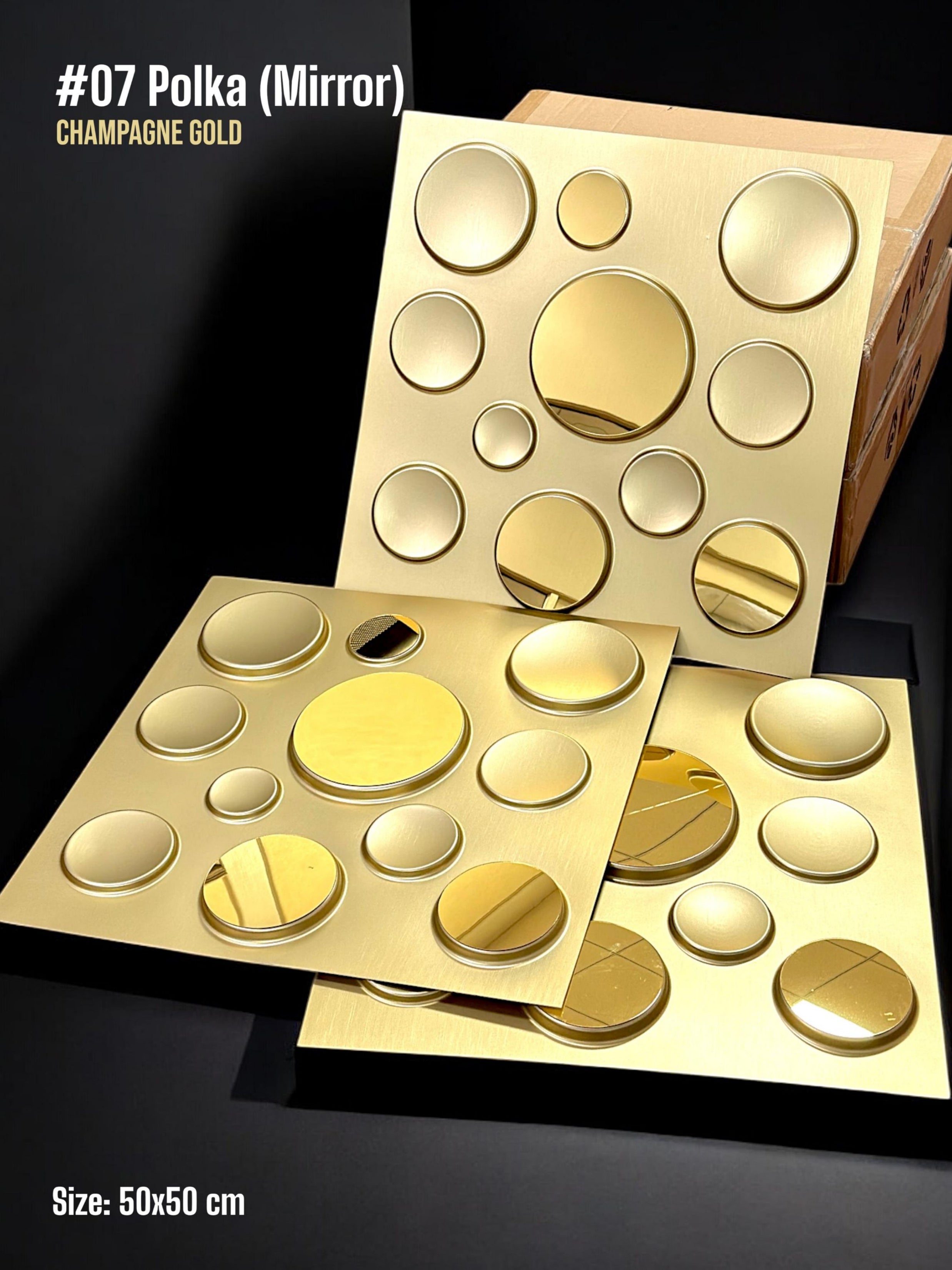 #07 Polka Dots 3D PVC Panel (Mirror) - 5 colors option - (Size 50*50cm) - SWASTIK CREATIONS The Trend Point