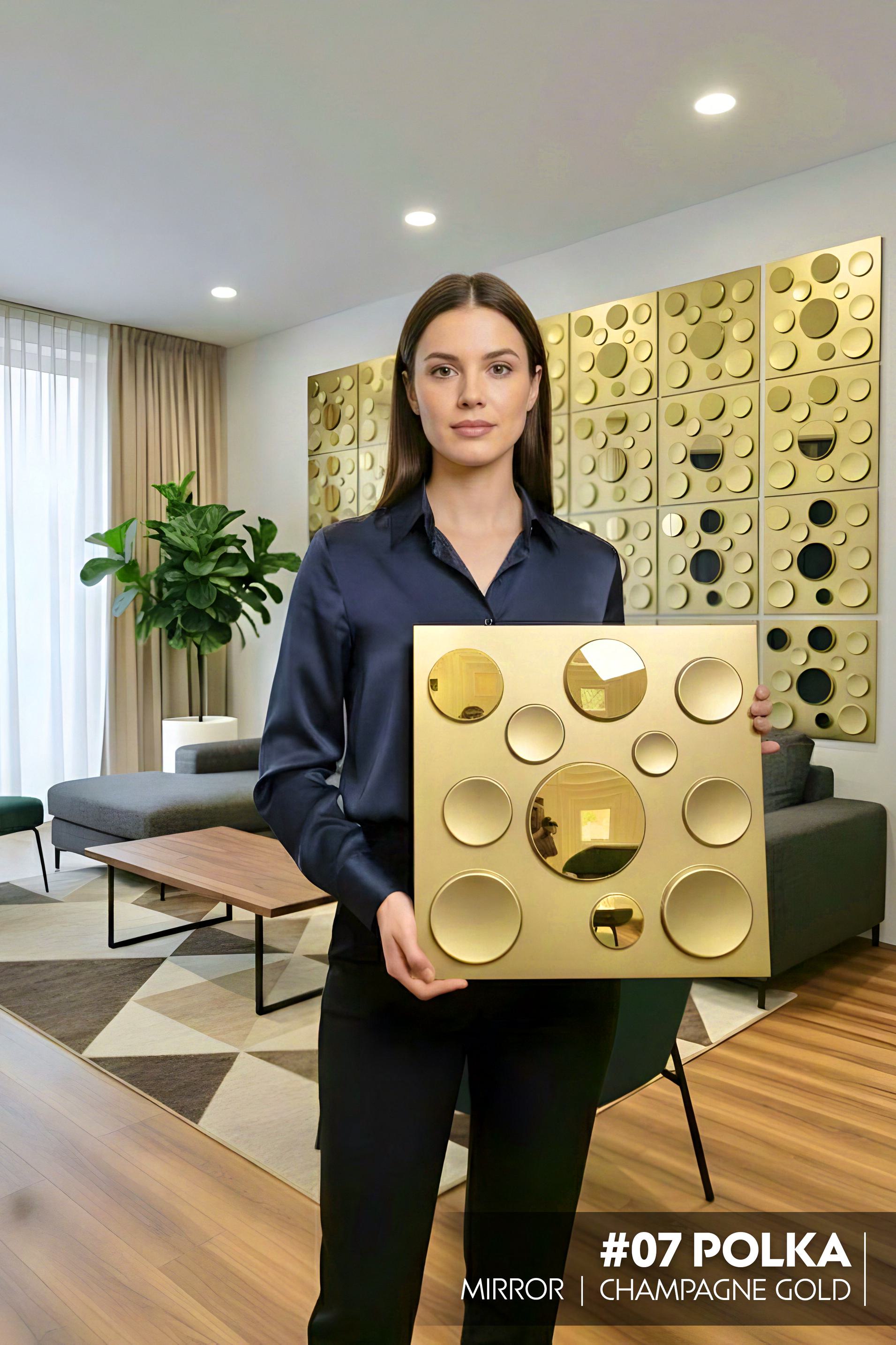 #07 Polka Dots 3D PVC Panel (Mirror) - 5 colors option - (Size 50*50cm) - SWASTIK CREATIONS The Trend Point