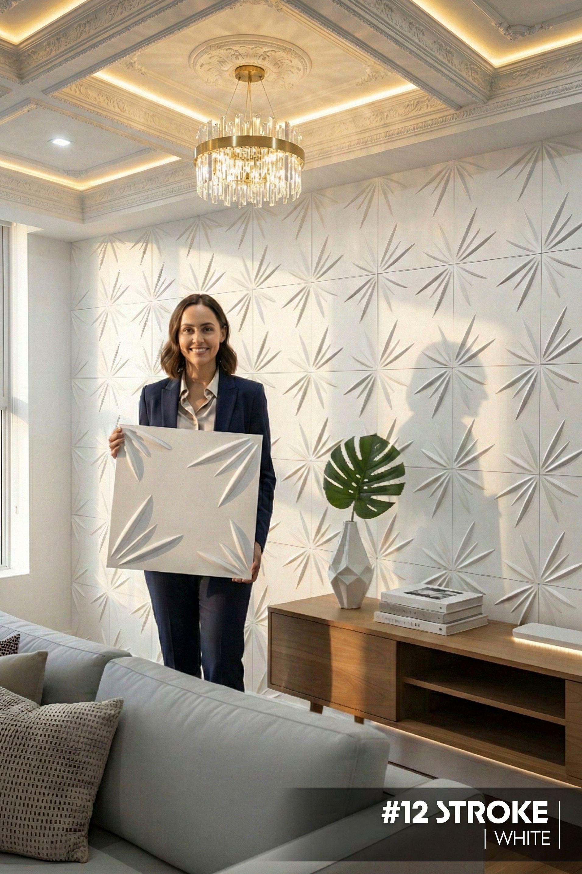 #12 Stroke 3D PVC Wall Matt Panel - (Size 50*50cm) - 2 colors option - SWASTIK CREATIONS The Trend Point