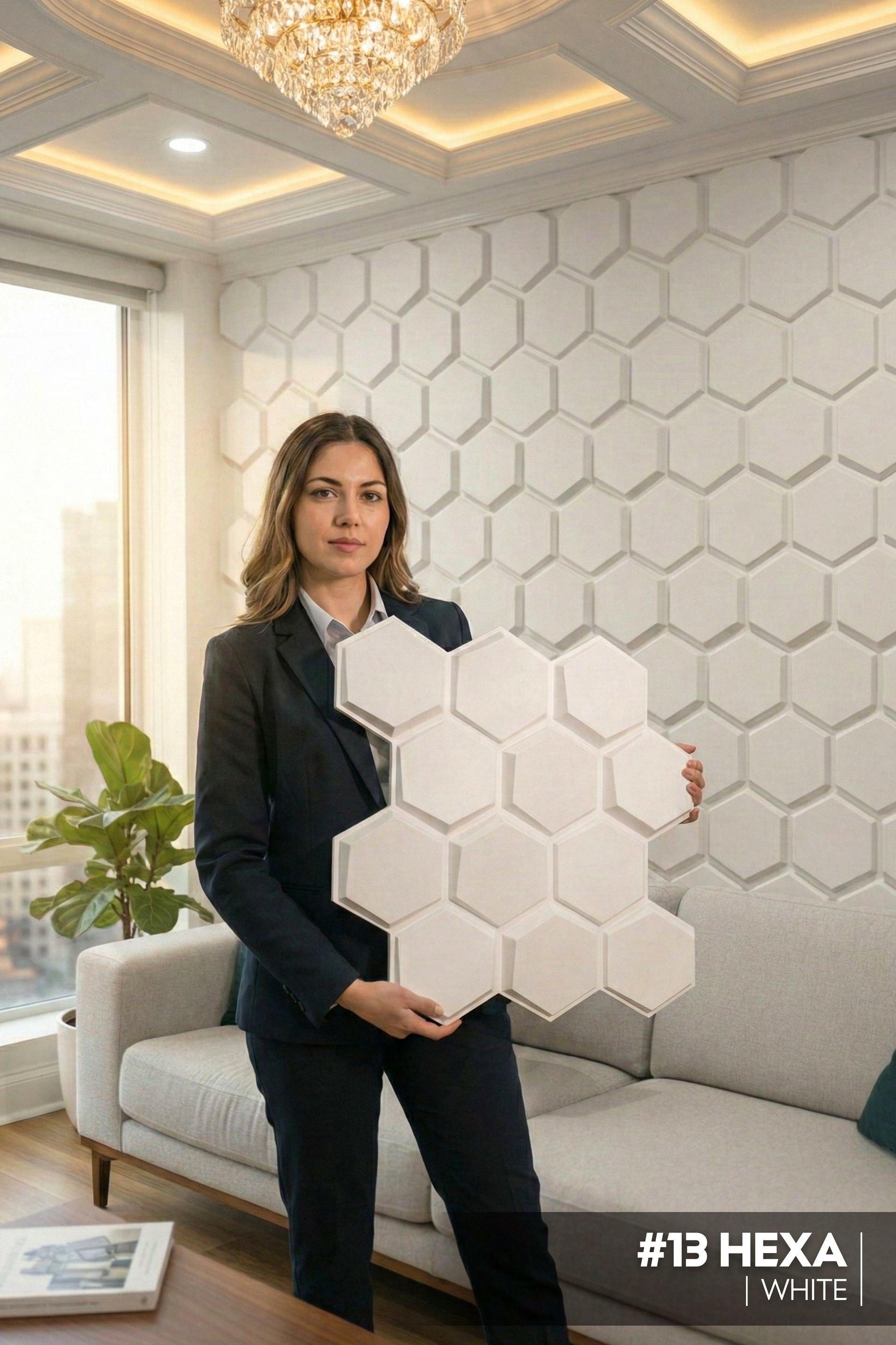 #13 Hexa - Hexagon 3D PVC Wall Panels (Without Mirror) - 3 colors option - (Size 50*50cm) - SWASTIK CREATIONS The Trend Point