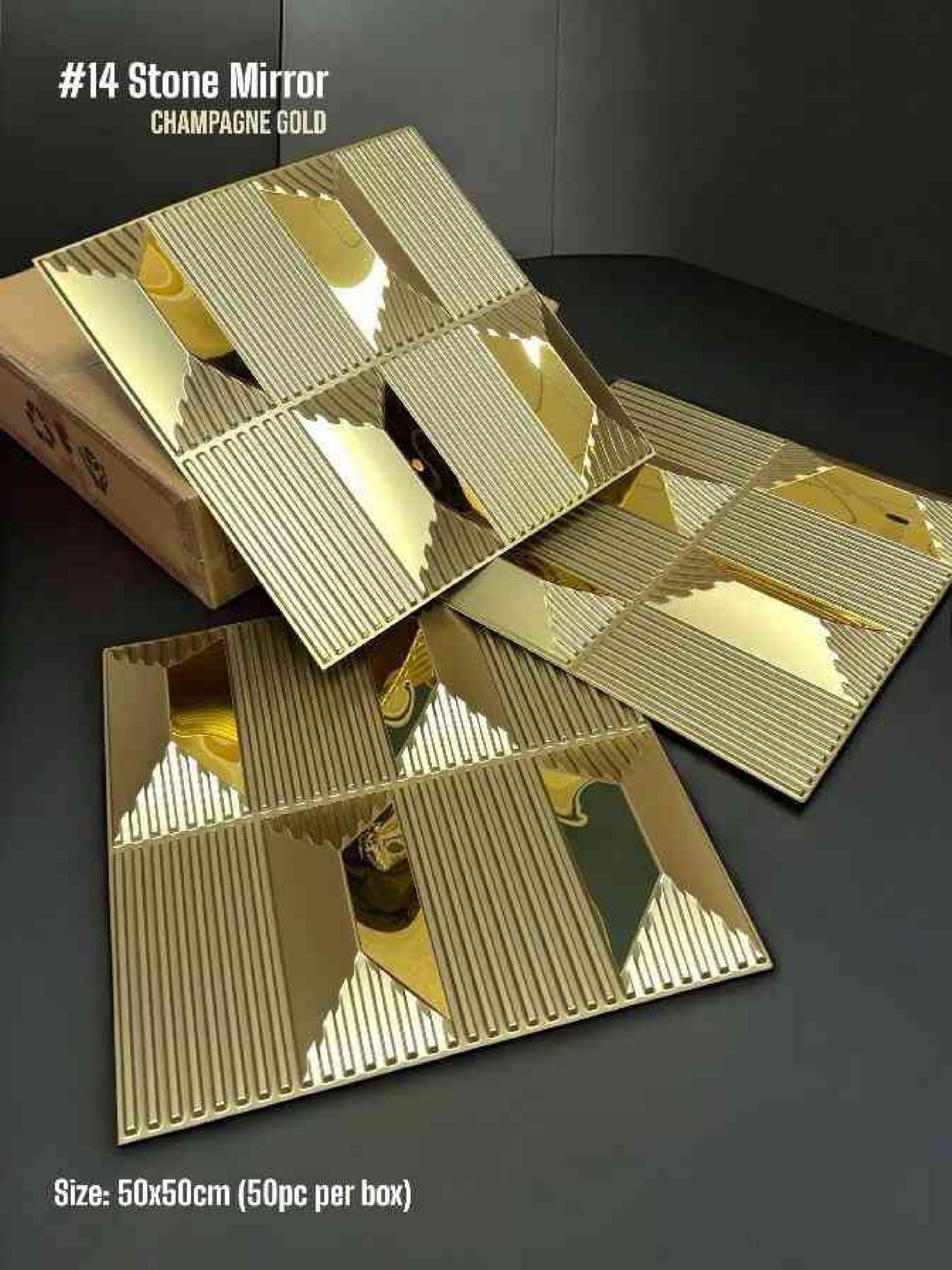 #14 Stone - 3D PVC Panel Stone (Mirror) - 5 colors option - (Size 50*50cm) - SWASTIK CREATIONS The Trend Point