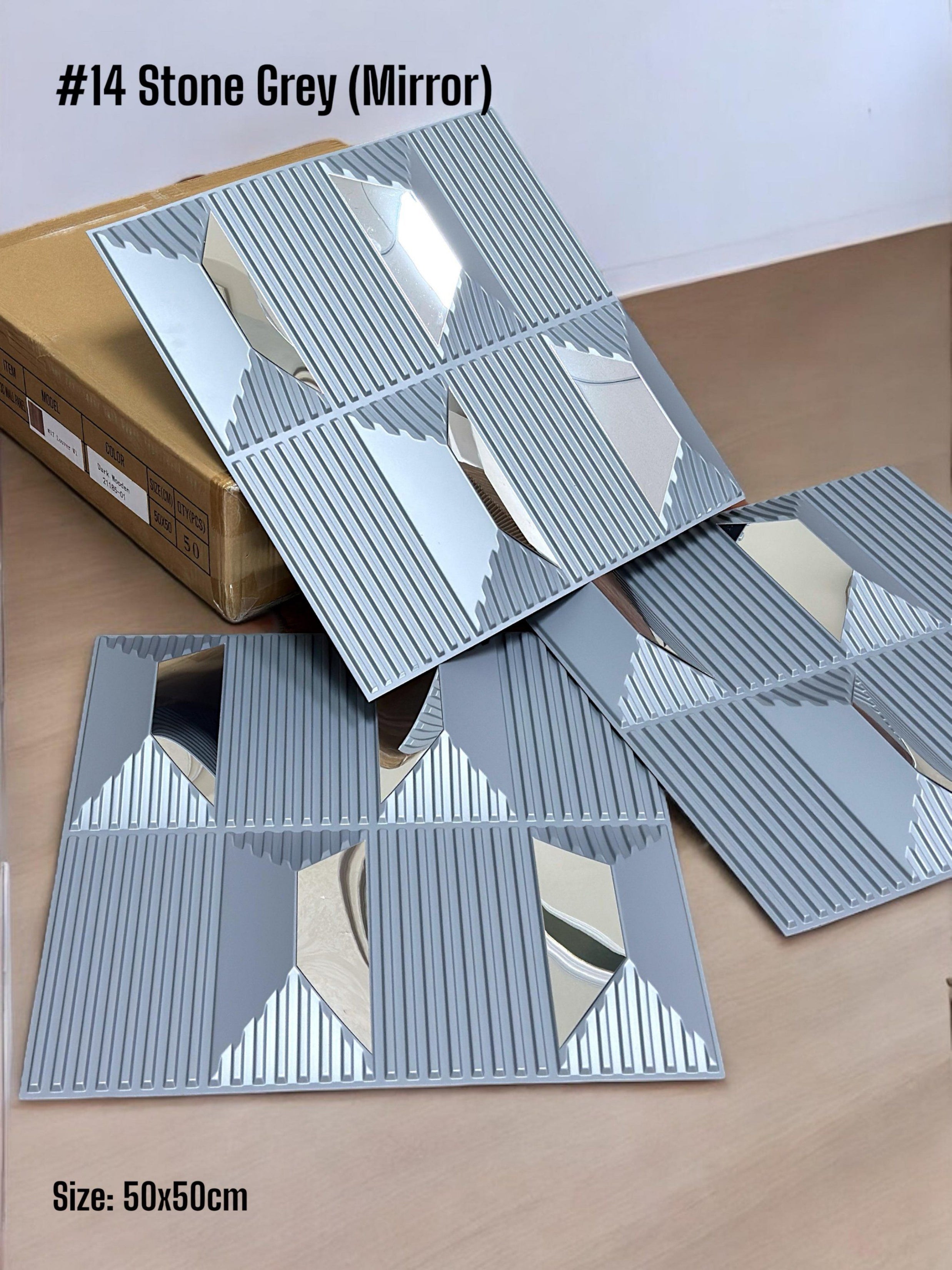 #14 Stone - 3D PVC Panel Stone (Mirror) - 5 colors option - (Size 50*50cm) - SWASTIK CREATIONS The Trend Point