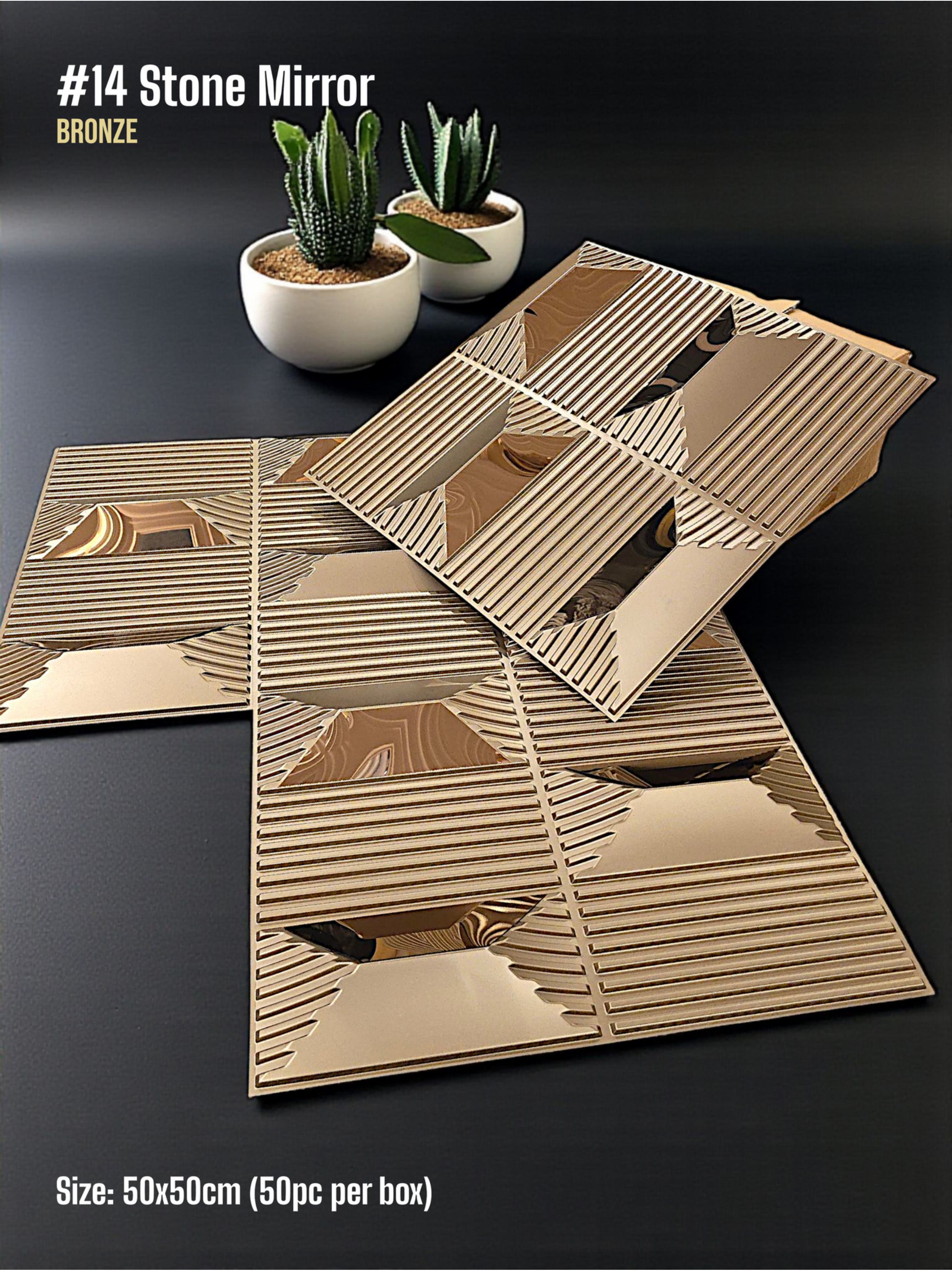 #14 Stone - 3D PVC Panel Stone (Mirror) - 5 colors option - (Size 50*50cm) - SWASTIK CREATIONS The Trend Point