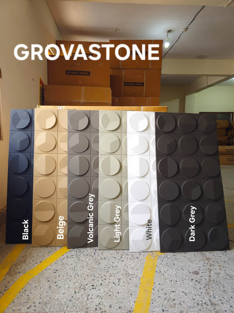 #GrovaStone 112 Without Mirror – 25mm PU Stone Finish Panels - Size 2x4ft - 5 color options - Min 8Pcs