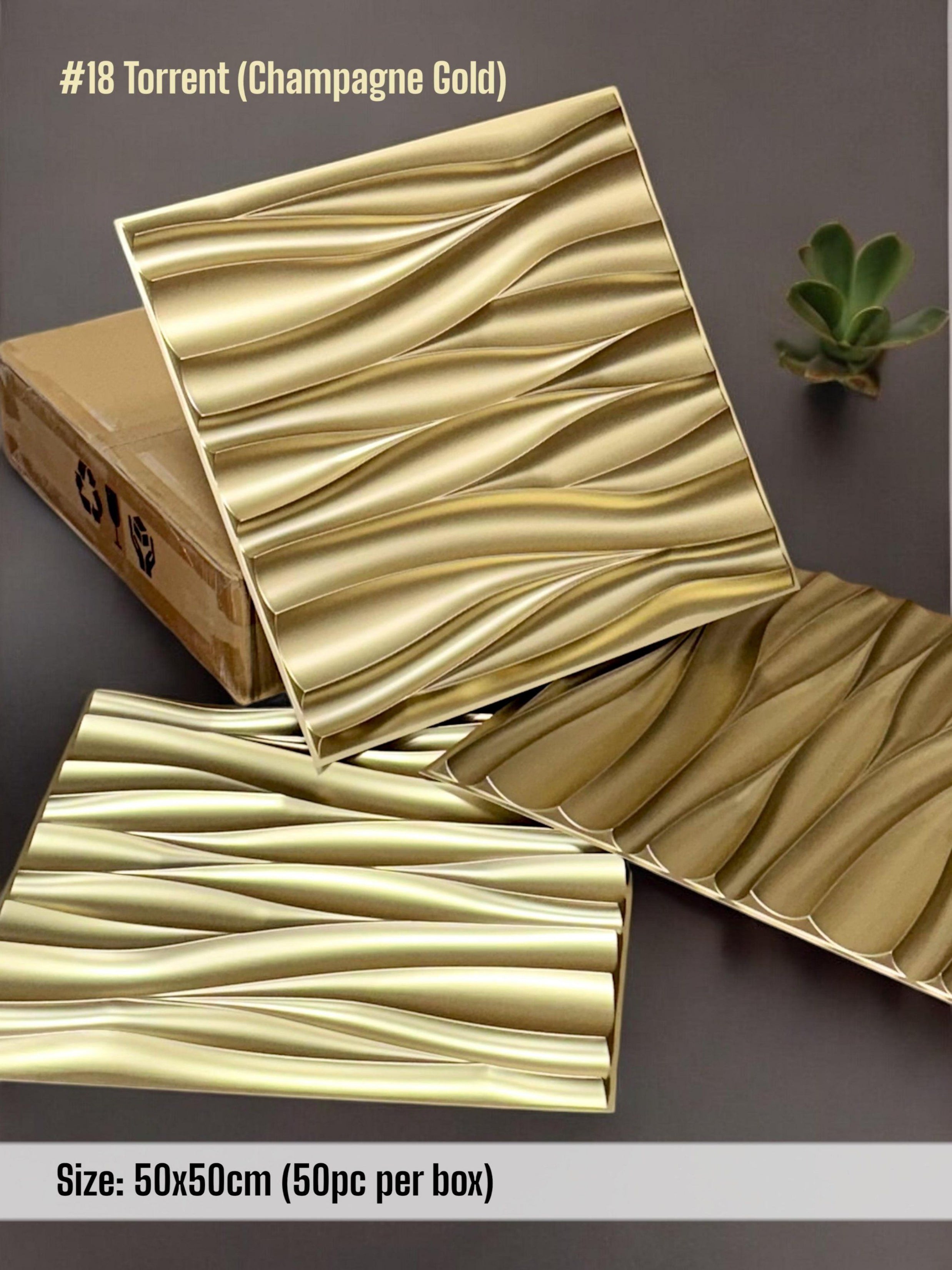#18 Torrent 3D PVC Panel - 4 colors options - (Size 50*50cm) - SWASTIK CREATIONS The Trend Point