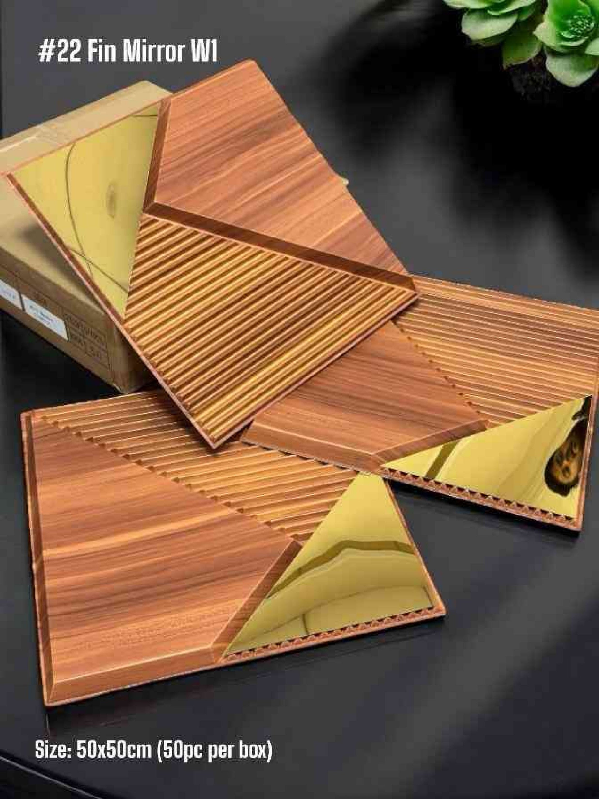 #22 Fin W1 - 3D PVC Brown Panel (Mirror) - (Size 50*50cm) (1 piece covers approx 2.5sqft) - SWASTIK CREATIONS The Trend Point