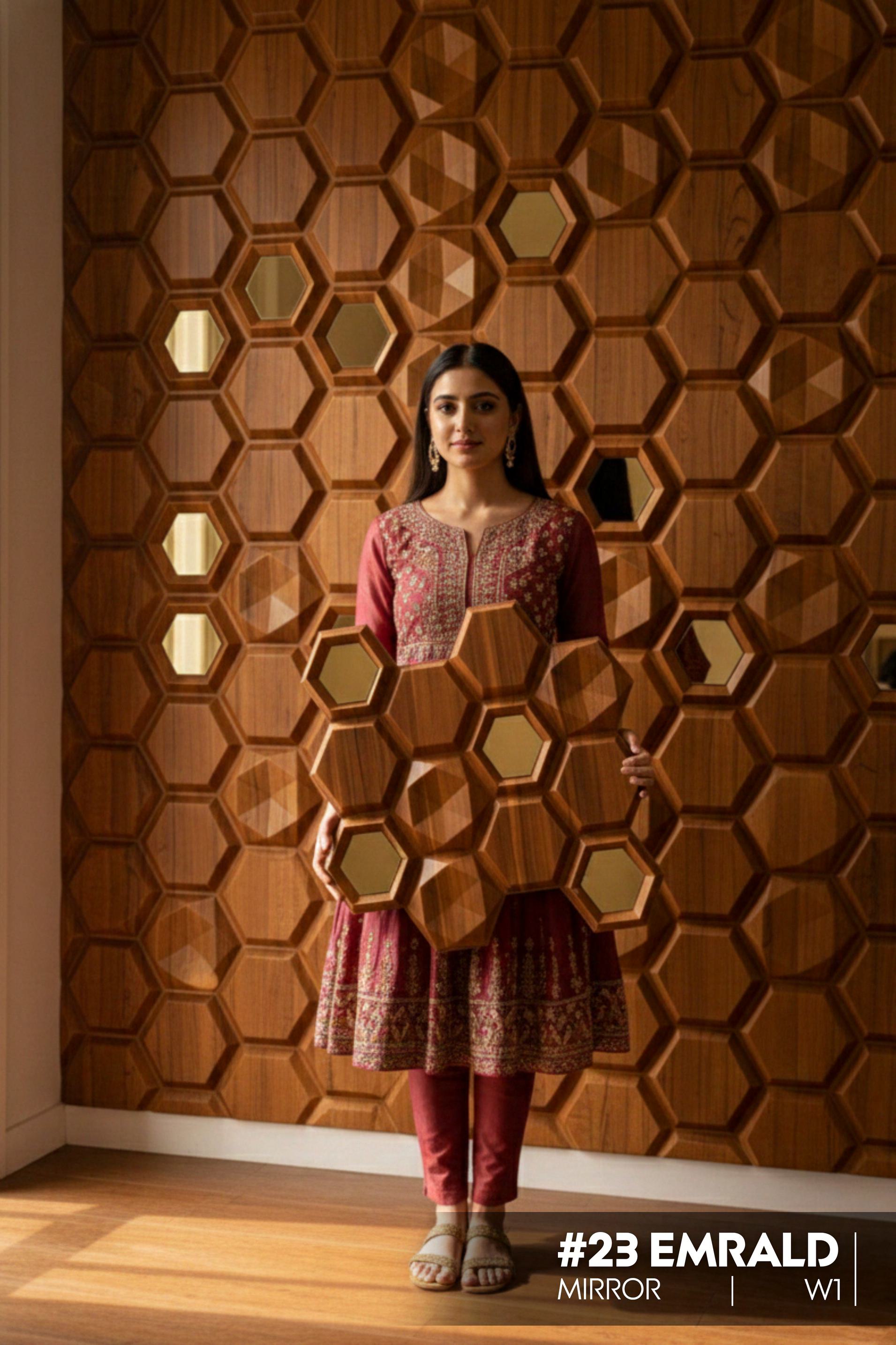 #23 Emrald 3D PVC Mirror Panel - 3 colors option - (Size 50*50cm) - SWASTIK CREATIONS The Trend Point