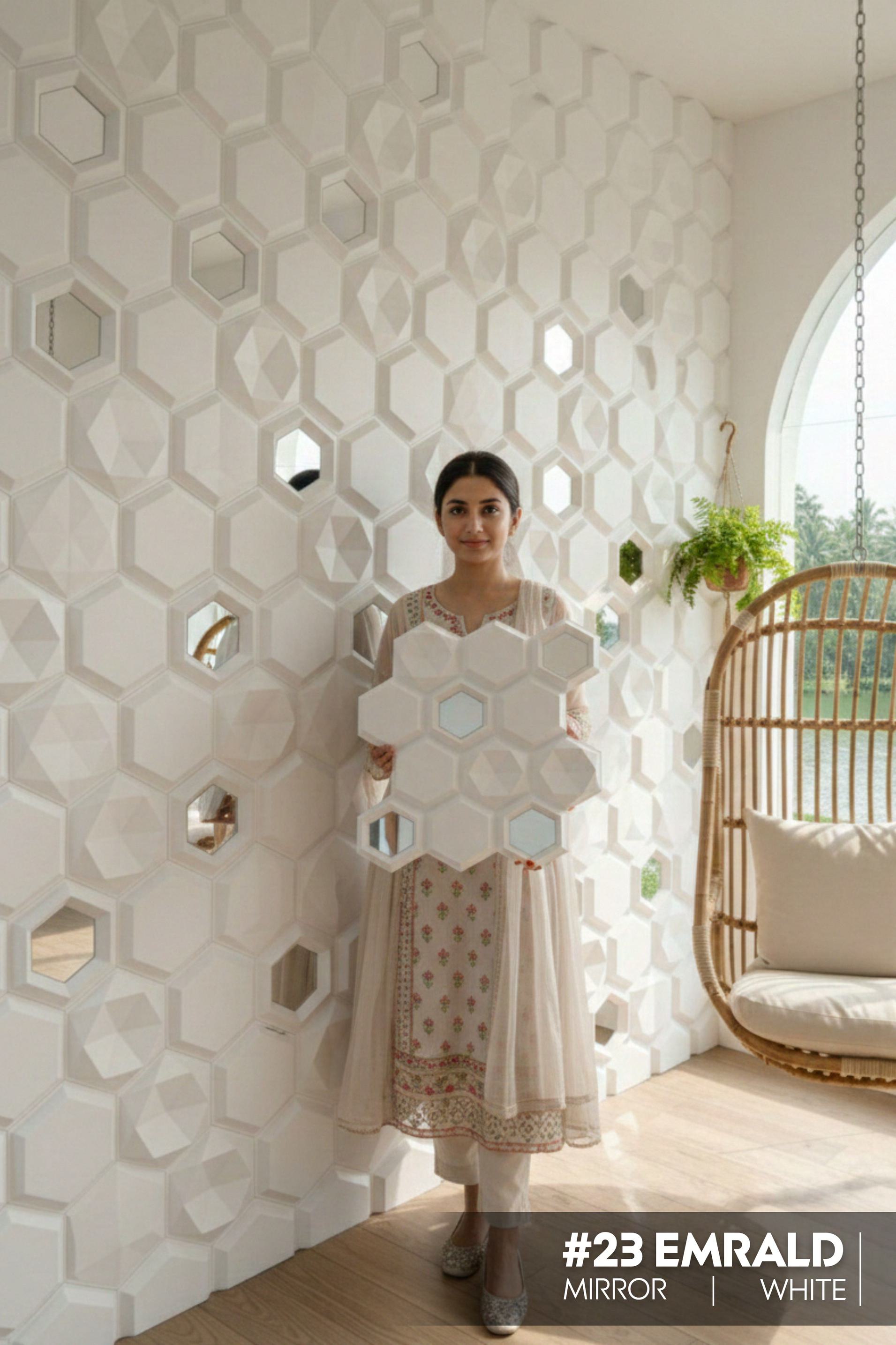 #23 Emrald 3D PVC Mirror Panel - 3 colors option - (Size 50*50cm) - SWASTIK CREATIONS The Trend Point