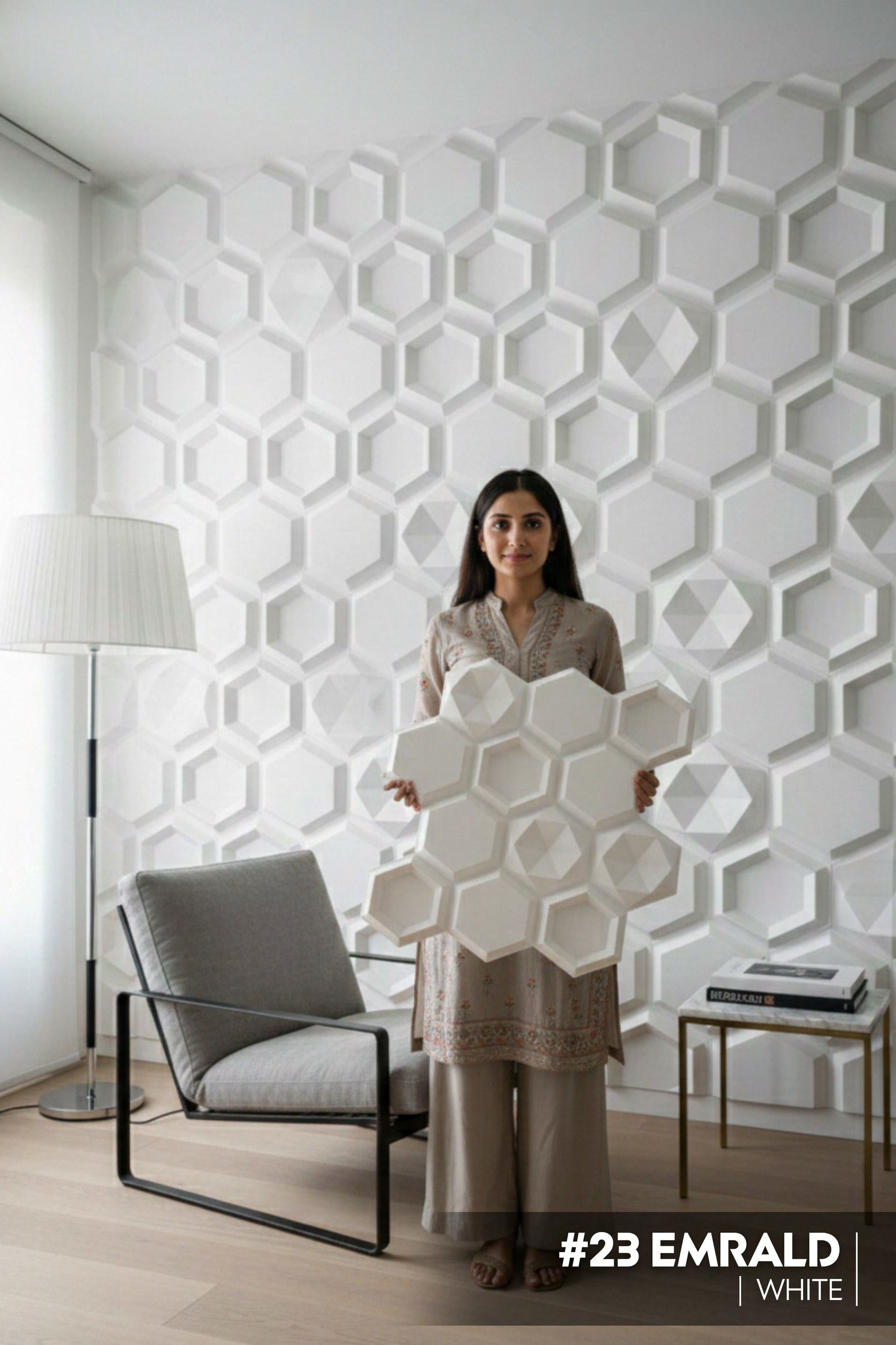 #23 Emrald 3D PVC Without Mirror Panel - 3 colors option - (Size 50*50cm) - SWASTIK CREATIONS The Trend Point