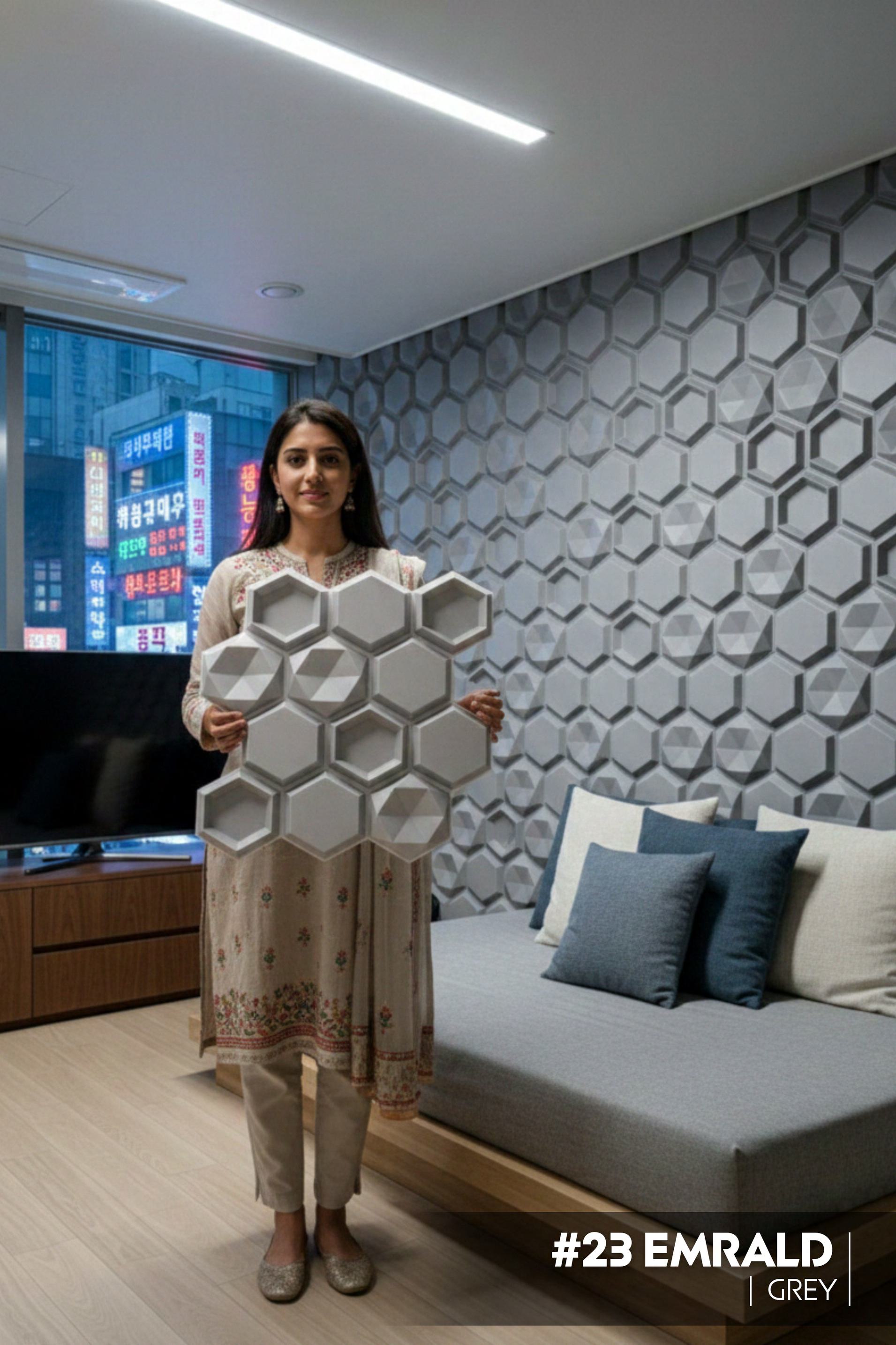 #23 Emrald 3D PVC Without Mirror Panel - 3 colors option - (Size 50*50cm) - SWASTIK CREATIONS The Trend Point