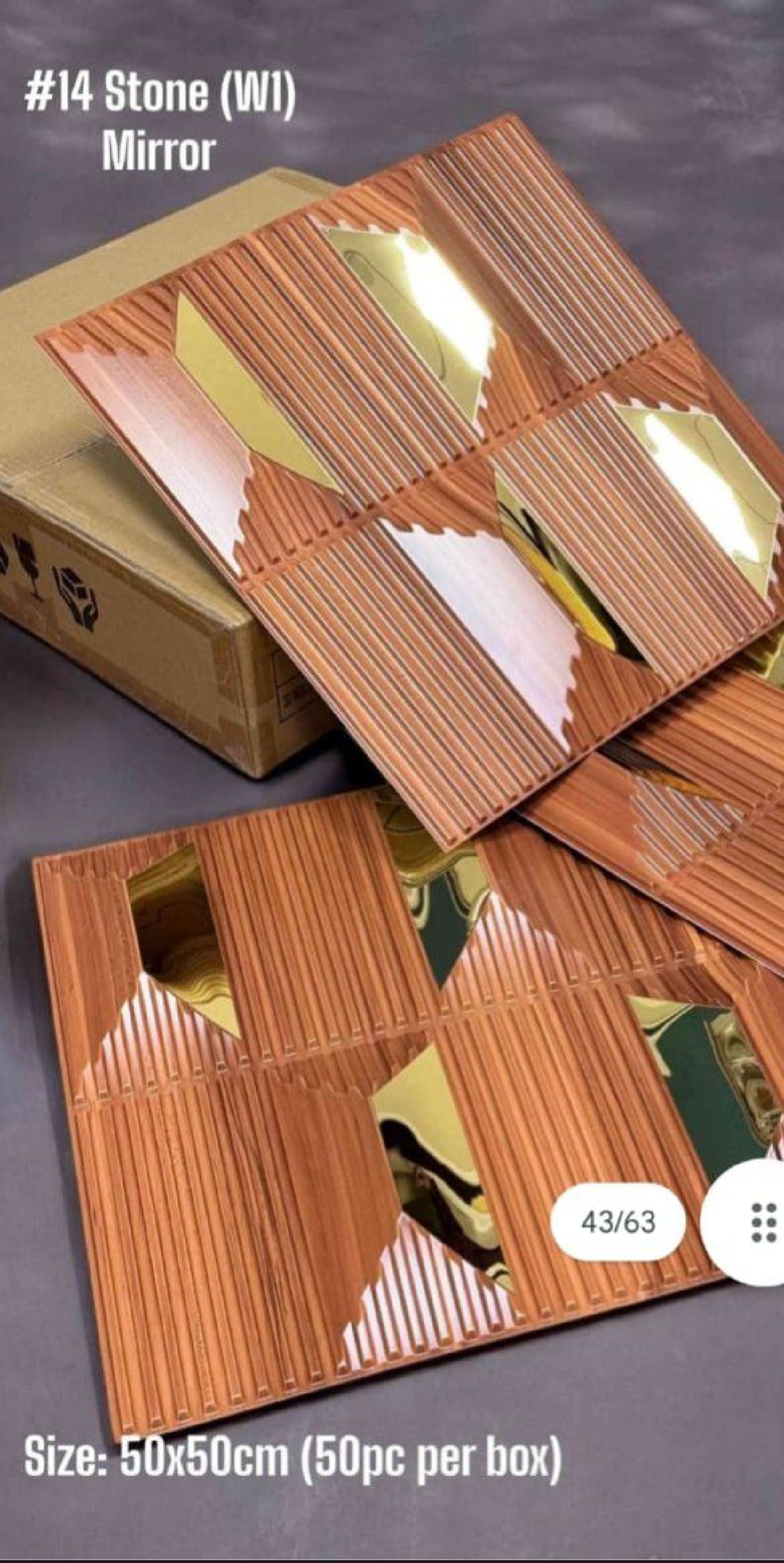 #14 Stone - 3D PVC Panel Stone (Mirror) - 5 colors option - (Size 50*50cm)