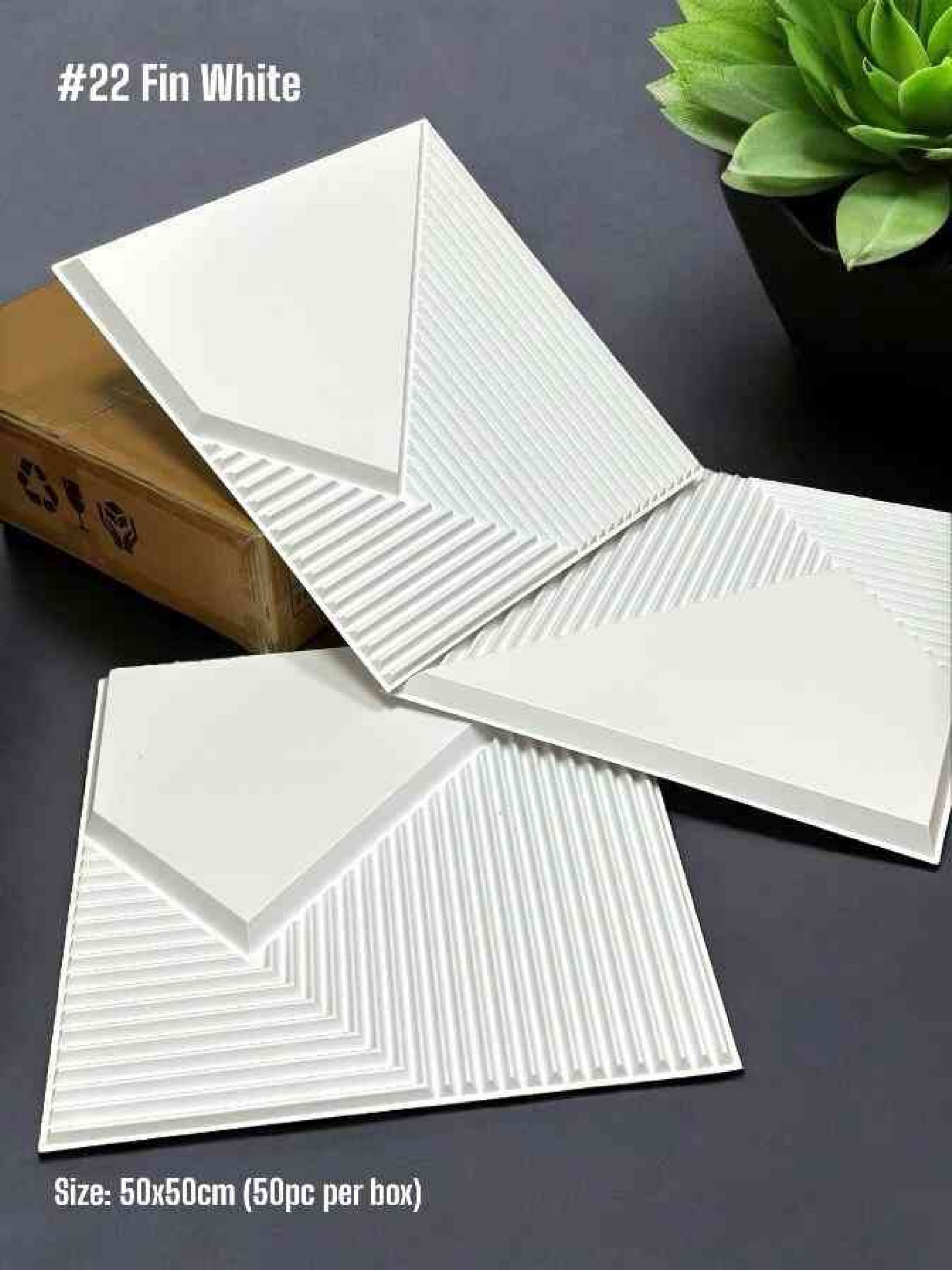 #22 Fin - 3D PVC Panel (Without Mirror) - 5 colors option - (Size 50*50cm)