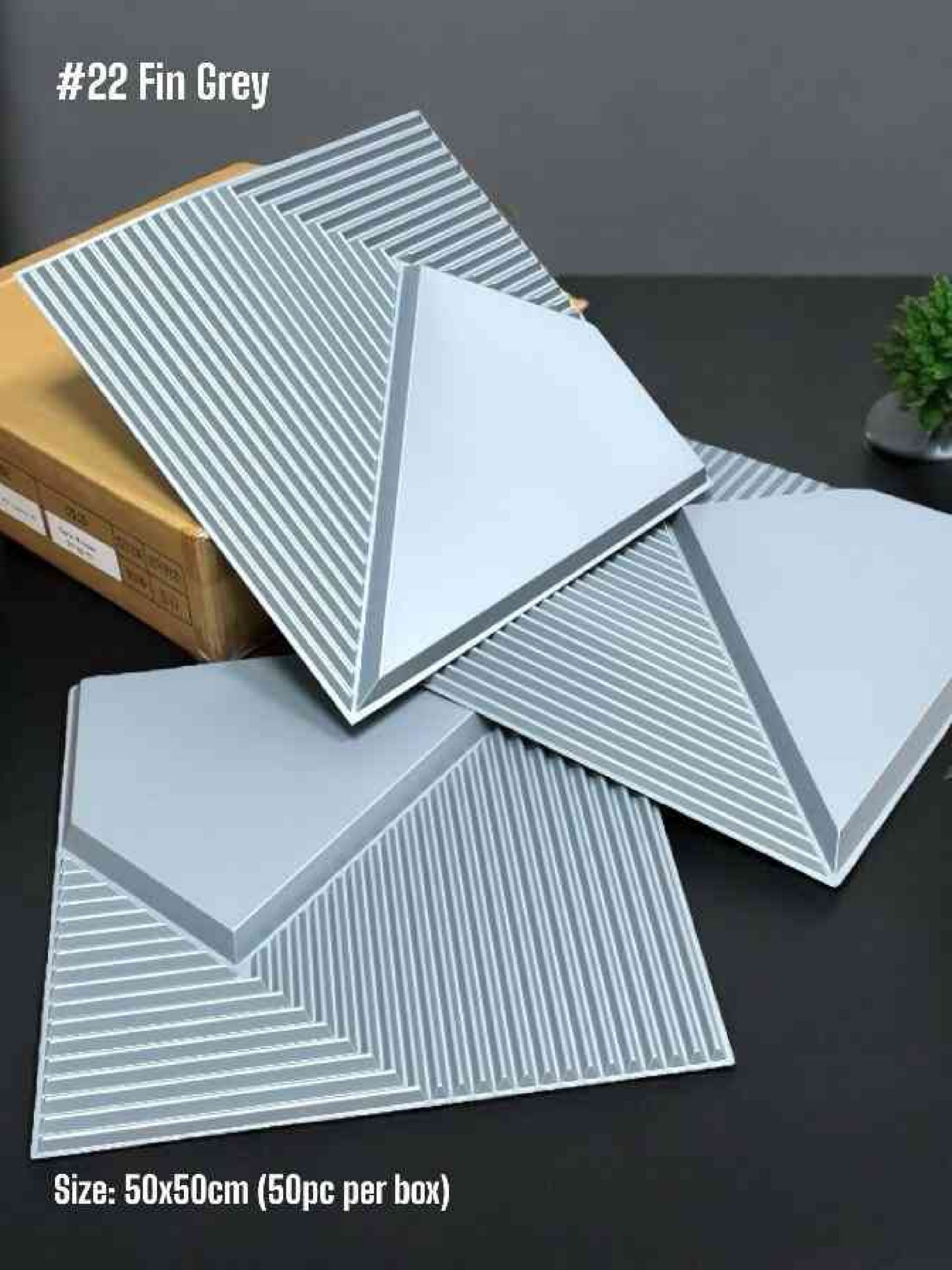 #22 Fin - 3D PVC Panel (Without Mirror) - 5 colors option - (Size 50*50cm)