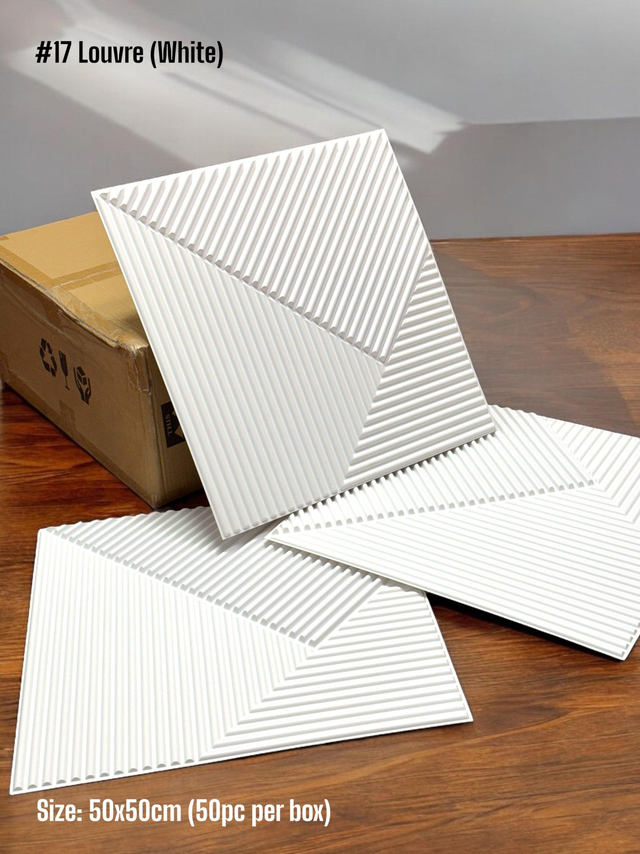 #17 Louvre Without Mirror Wall PVC Panels - 4 colors option - (Size 50*50cm)