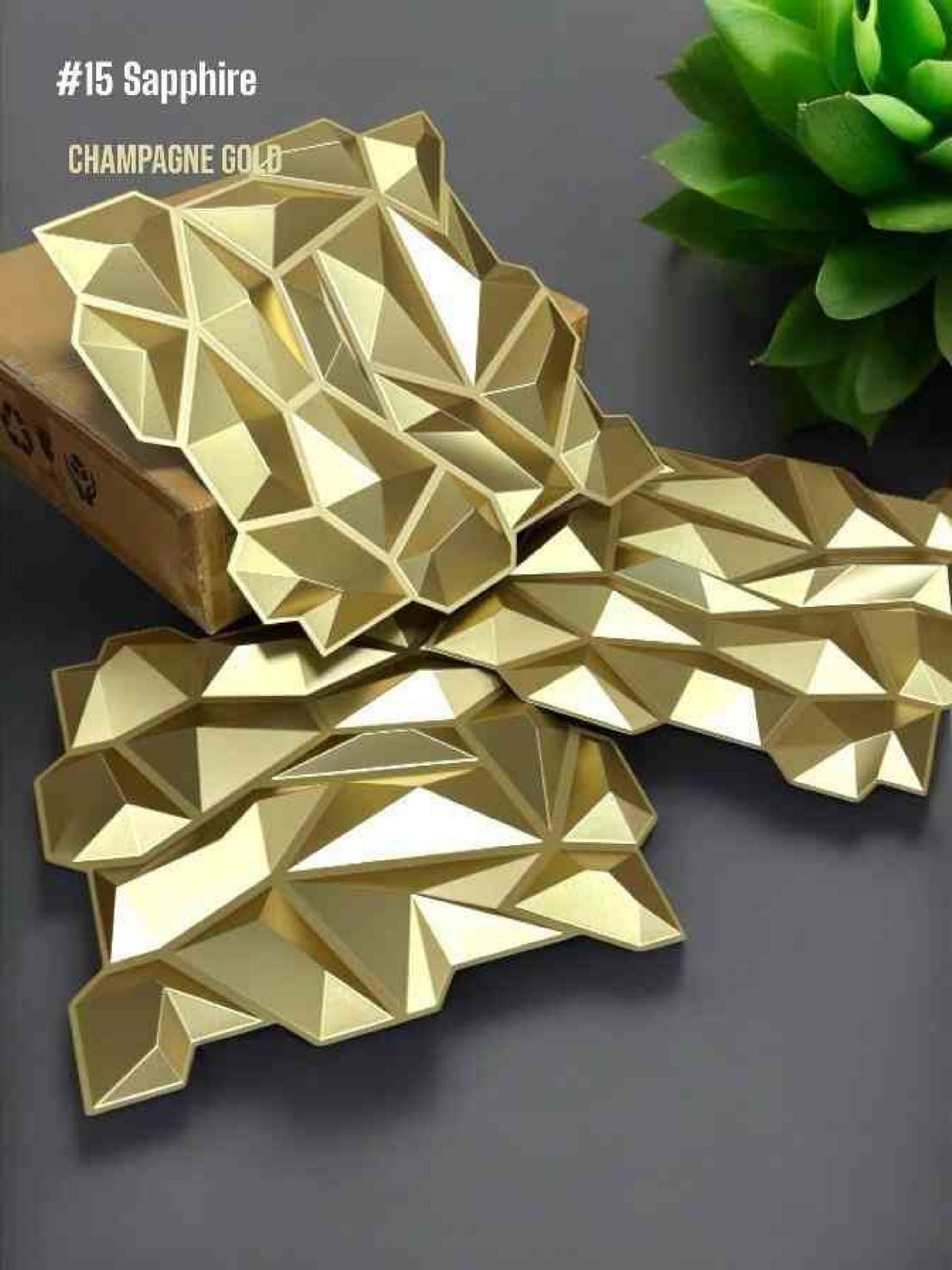#15 Sapphire - 3D PVC Panel Stone (without Mirror) - 4 colors option - (Size 50*50cm) SWASTIK CREATIONS The Trend Point