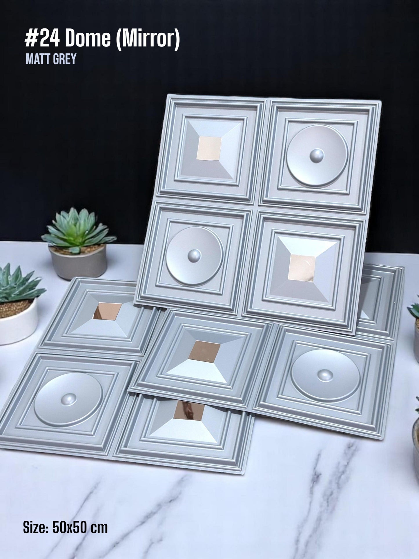#24 Dome - Arch 3D PVC Panel (Mirror) - 5 colors option - (Size 50*50cm) SWASTIK CREATIONS The Trend Point