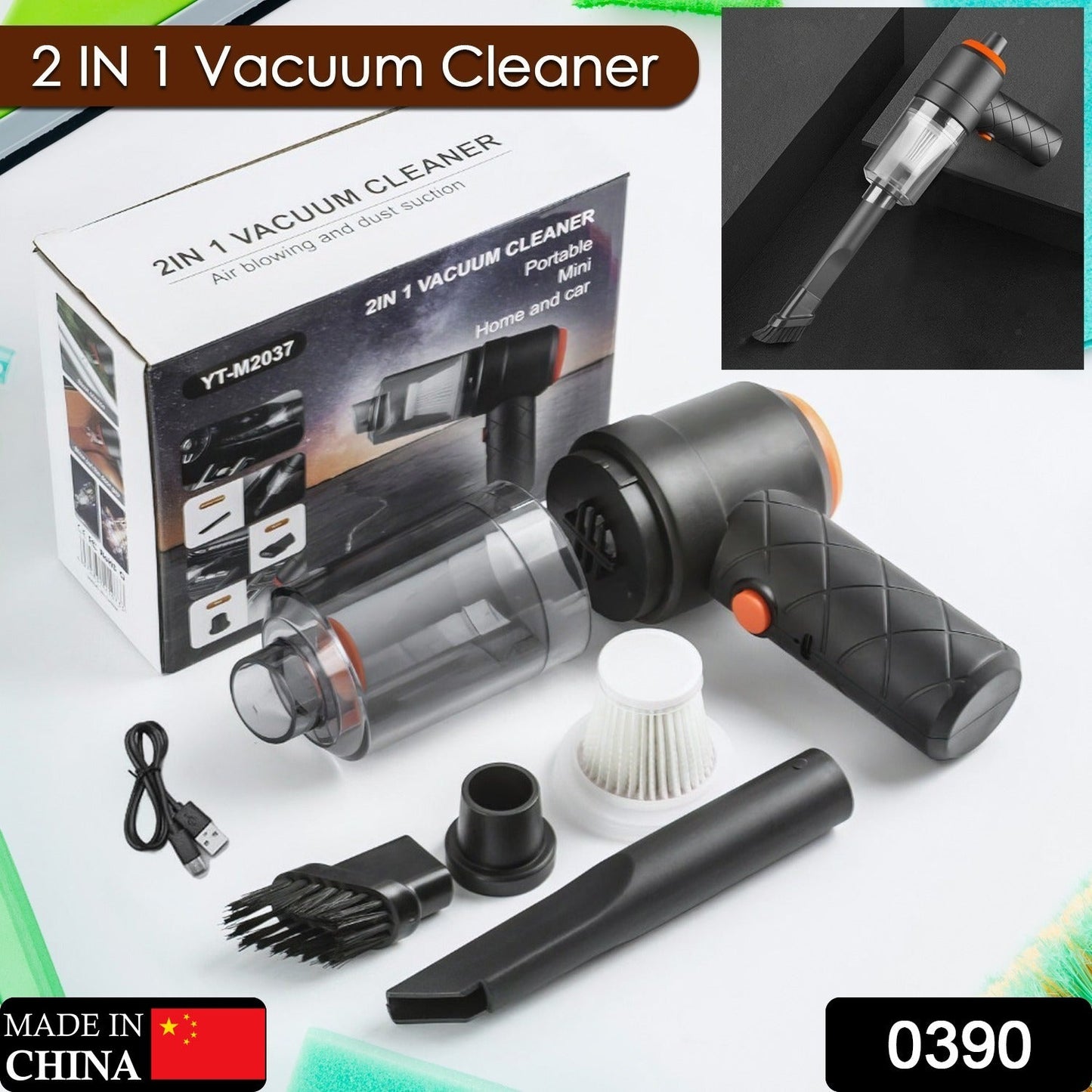 Vacuum Cleaner Dust Collection 2 in 1 Car Vacuum Cleaner High-Power Handheld Wireless Vacuum Cleaner Home Car Dual-use Portable USB Rechargeable Mini Car Vacuum for Vehicle, Home and Offic SWASTIK CREATIONS The Trend Point