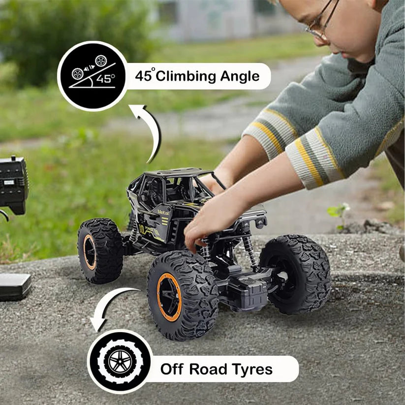 Premium 4x4 RC Rock Monster Truck Remote Control Car for Kids | 1:18 Scale Rock Crawler Offroad High Speed Racing Car Toy for Boys & Girls