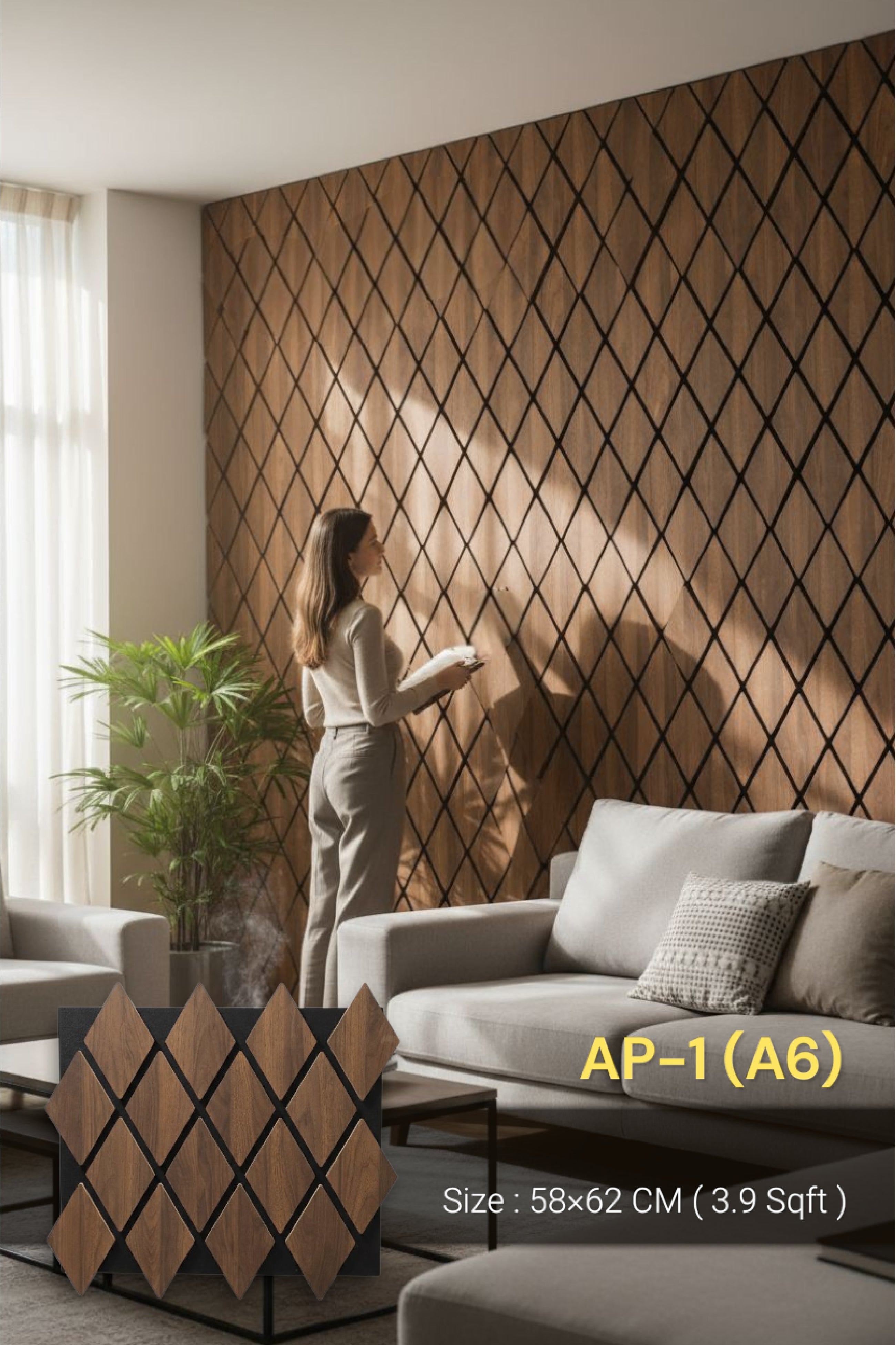 #AP-1(A6)- ACOUSTIC WOODEN PANEL- 11mm thickness - 1 panel Covers 3.9 sqft - SWASTIK CREATIONS The Trend Point