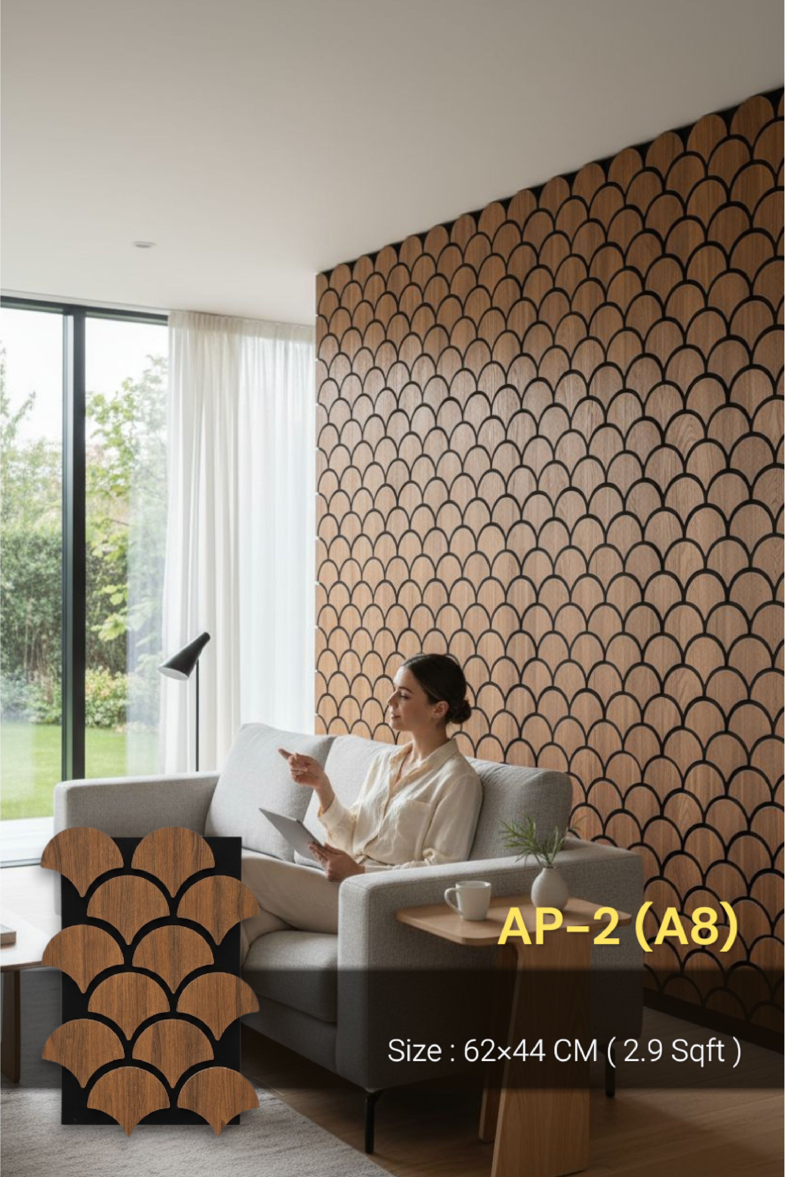 #AP-2(A8)- ACOUSTIC WOODEN PANEL- 11mm thickness - 1 panel Covers 2.9 sqft - SWASTIK CREATIONS The Trend Point
