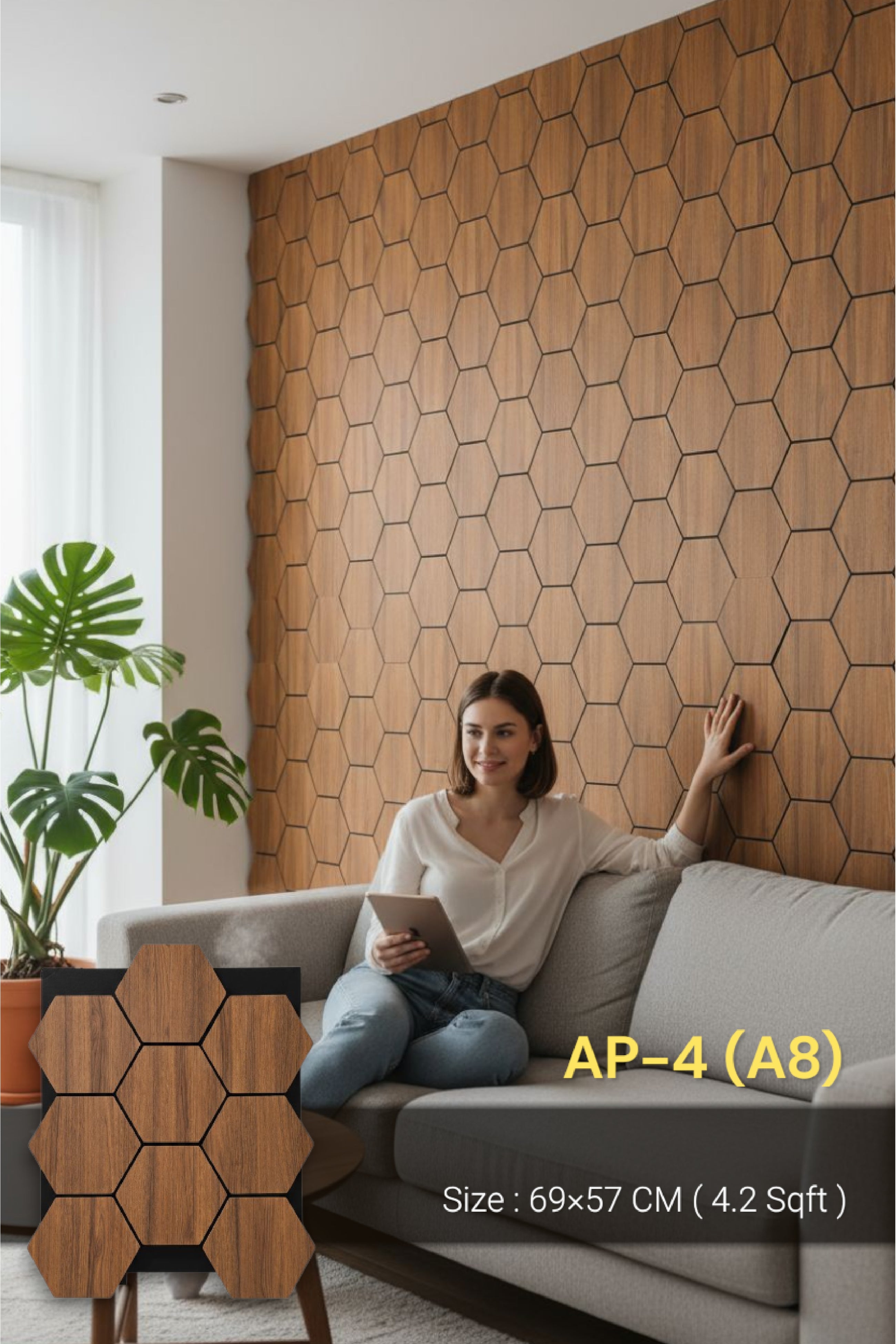 #AP-4(A8)- ACOUSTIC WOODEN PANEL- 11mm thickness - 1 panel Covers 4.2 sqft - SWASTIK CREATIONS The Trend Point