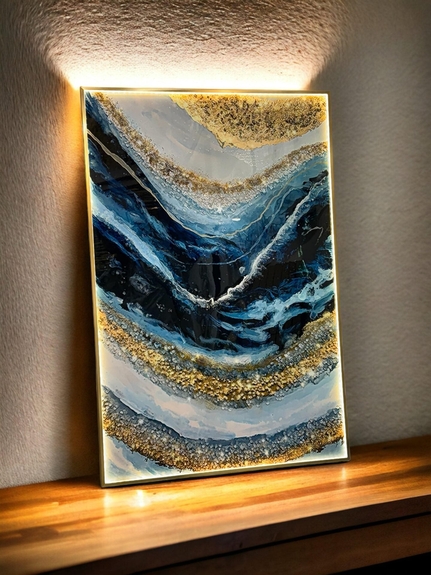 Abstract Sea Waves Crystal Painting with LED - SWASTIK CREATIONS The Trend Point