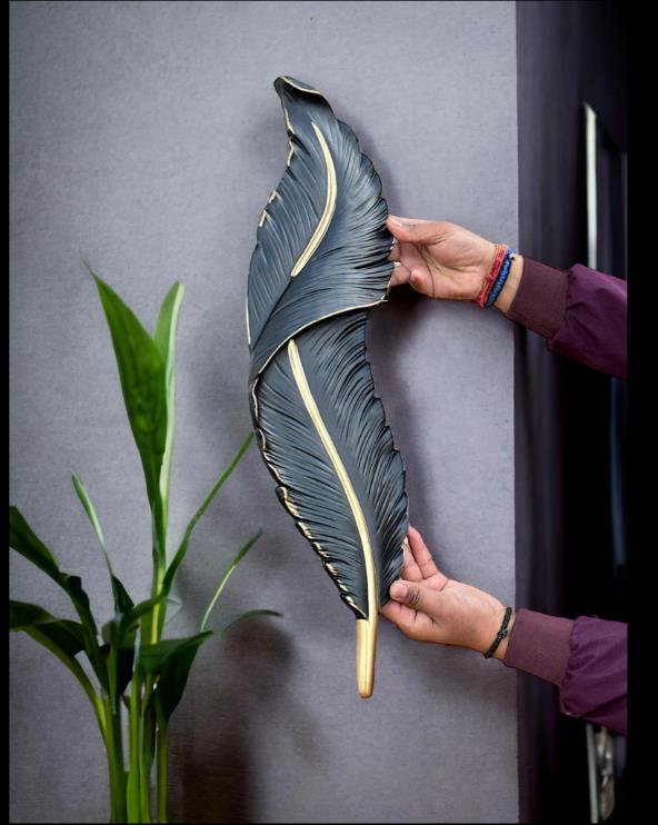 Black LED Feather Wall Art - SWASTIK CREATIONS The Trend Point