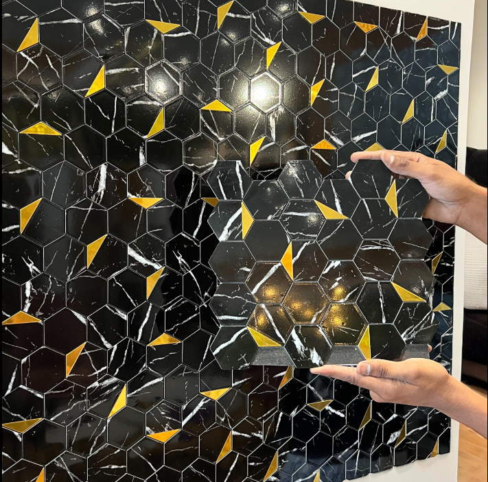 Black Marble Design Mosaic Tile (Box of 55 pc) - SWASTIK CREATIONS The Trend Point