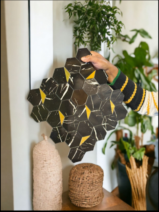 Black Marble Design Mosaic Tile (Box of 55 pc) - SWASTIK CREATIONS The Trend Point