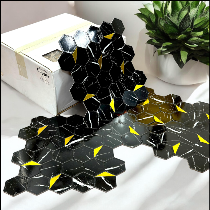 Black Marble Design Mosaic Tile (Box of 55 pc) - SWASTIK CREATIONS The Trend Point