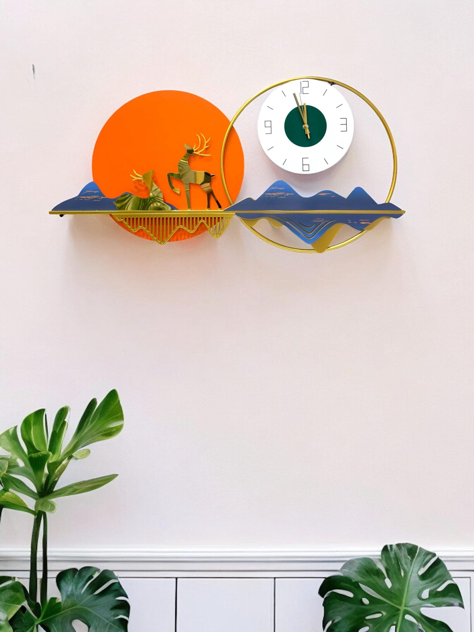 Colourful Deer Metal Wall Clock Art - Multicolor - SWASTIK CREATIONS The Trend Point