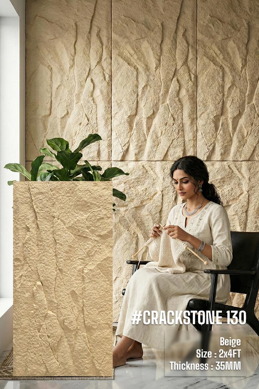 #Crackstone 130 PU Panel New Design- 35mm thickness - Size 2x4ft - 5 color options - SWASTIK CREATIONS The Trend Point