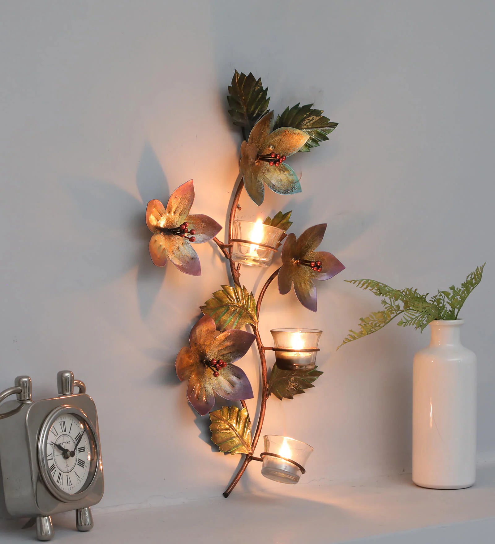 Decorative Multicolour Iron Table Tea Light Holder - SWASTIK CREATIONS The Trend Point