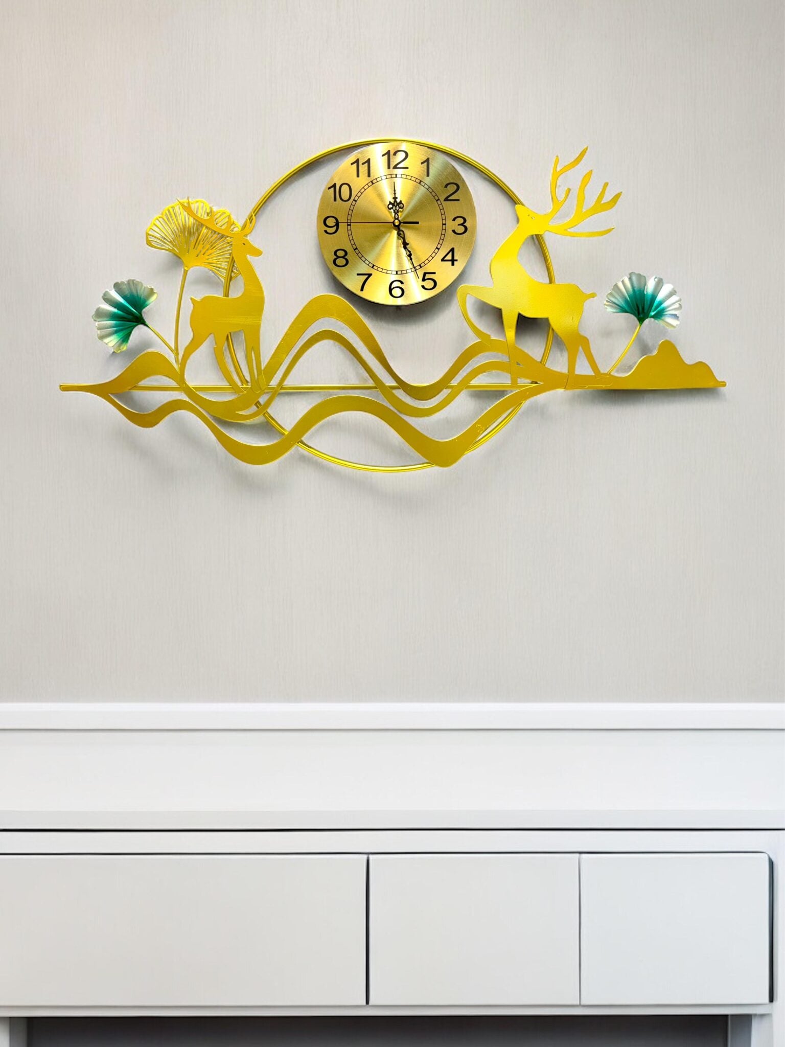 Golden Deer Metal Wall Clock - Singular Color - SWASTIK CREATIONS The Trend Point