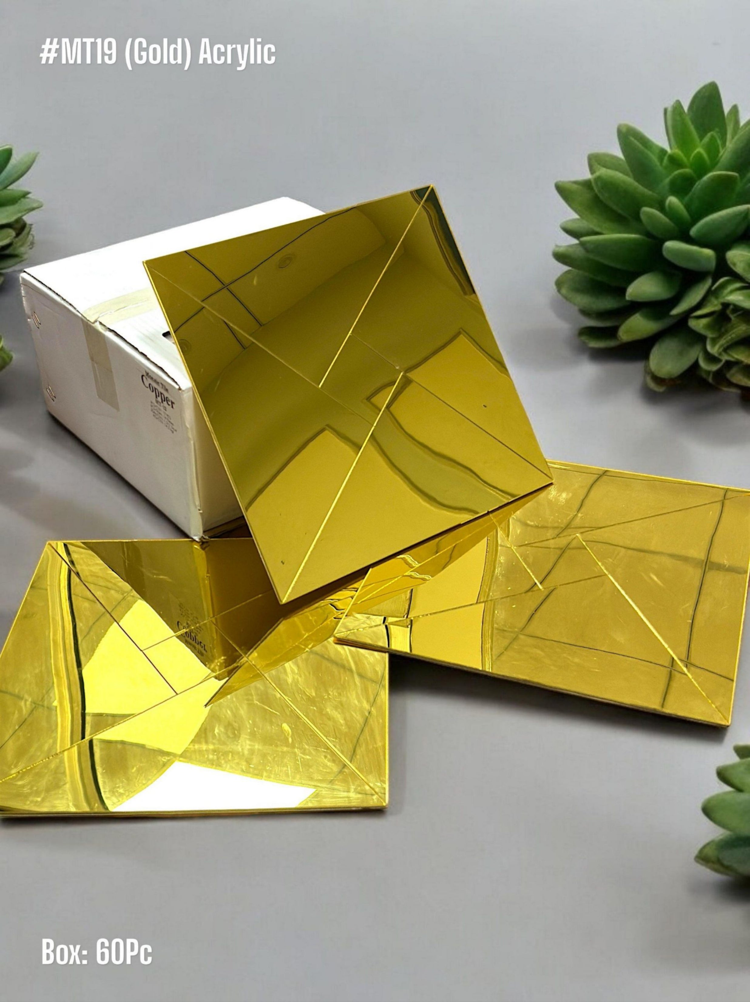 Golden Peel and Stick Mirror Mosaic Tile (Box of 60pc) - SWASTIK CREATIONS The Trend Point