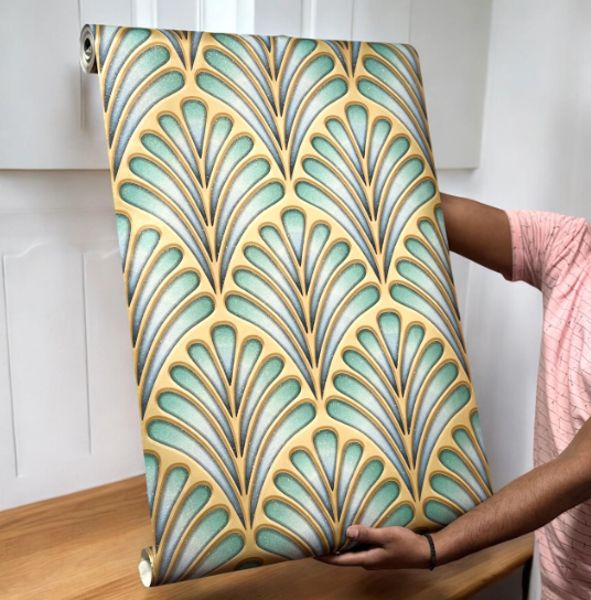 Green Wallpaper for Walls (set of 2) - SWASTIK CREATIONS The Trend Point