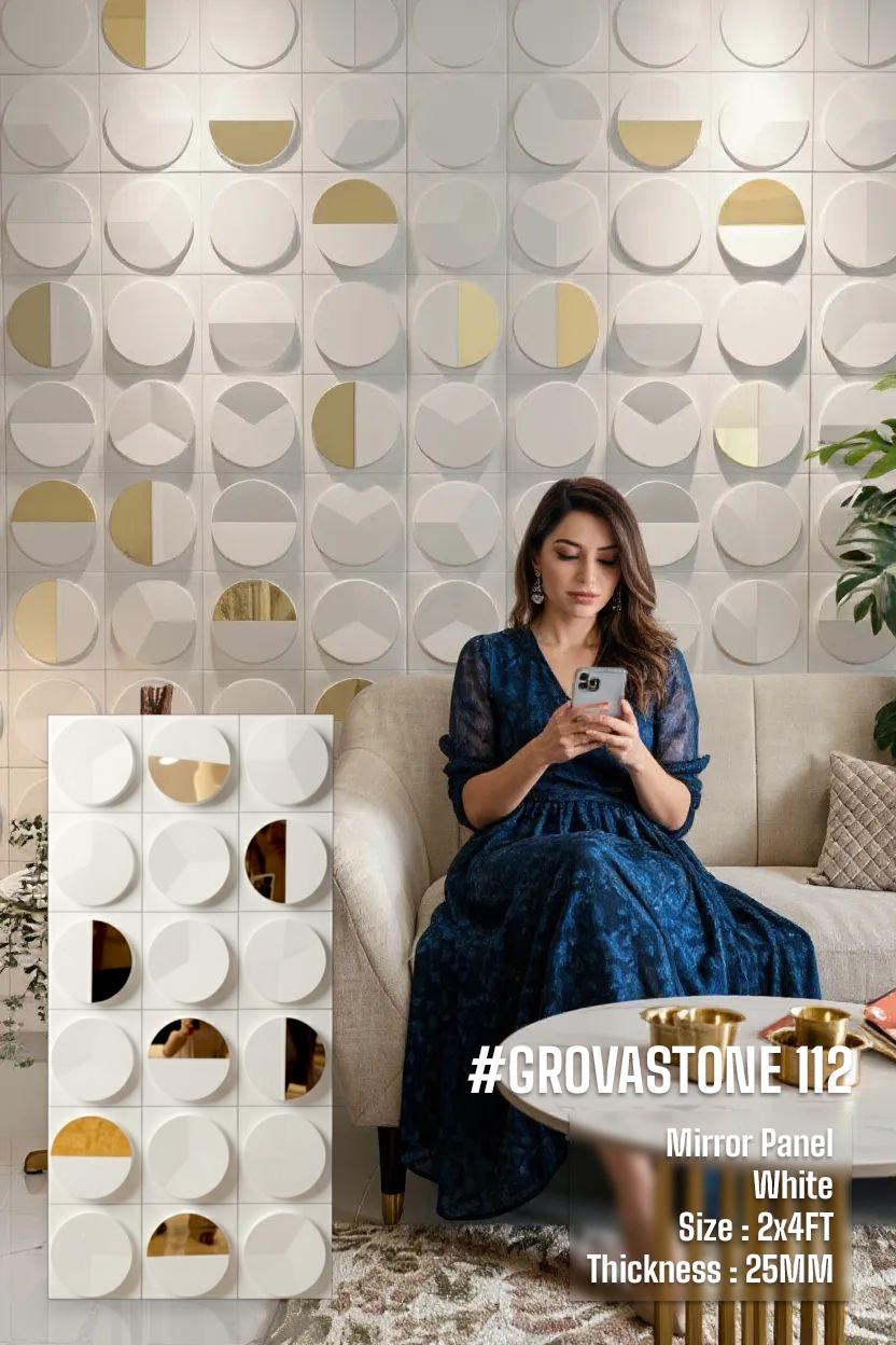 #GrovaStone 112 Mirror – 25mm PU Stone Finish Panels - Size 2x4ft - 5 color options - SWASTIK CREATIONS The Trend Point