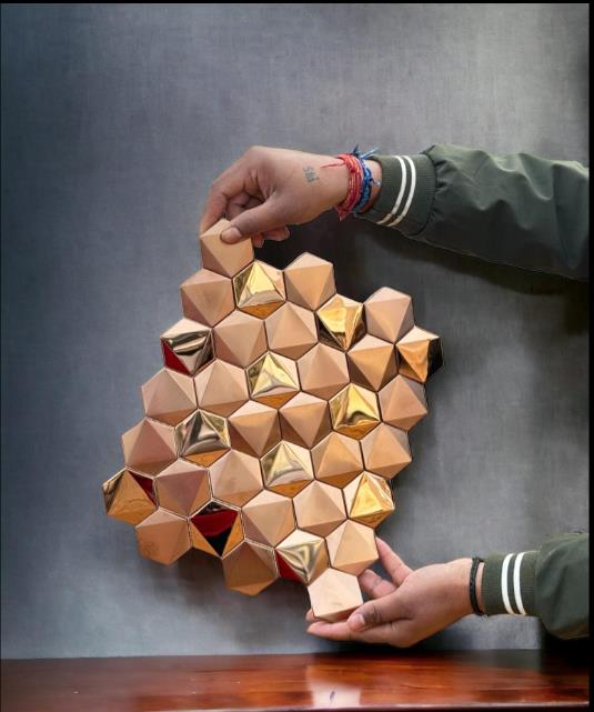 Hexagon Copper SS Metal Mosaic Tile (Box of 16pc ) - SWASTIK CREATIONS The Trend Point