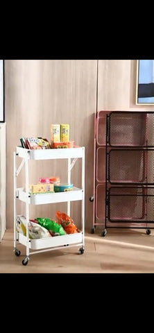 Multi-purpose 3-Tier Trolley All-Purpose Trolley Strong Metal Grid Basket Shelves for Bathroom, Kitchen, Office, Bathroom, Salon and Spa - SWASTIK CREATIONS The Trend Point