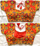 Heavy Silk Blouse with thread and foil mirror work - SWASTIK CREATIONS The Trend Point