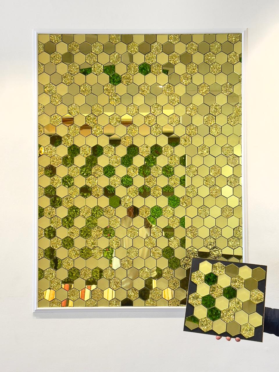 Golden Hexagon Glass Mosaic Tile (Box of 33pc) SWASTIK CREATIONS The Trend Point