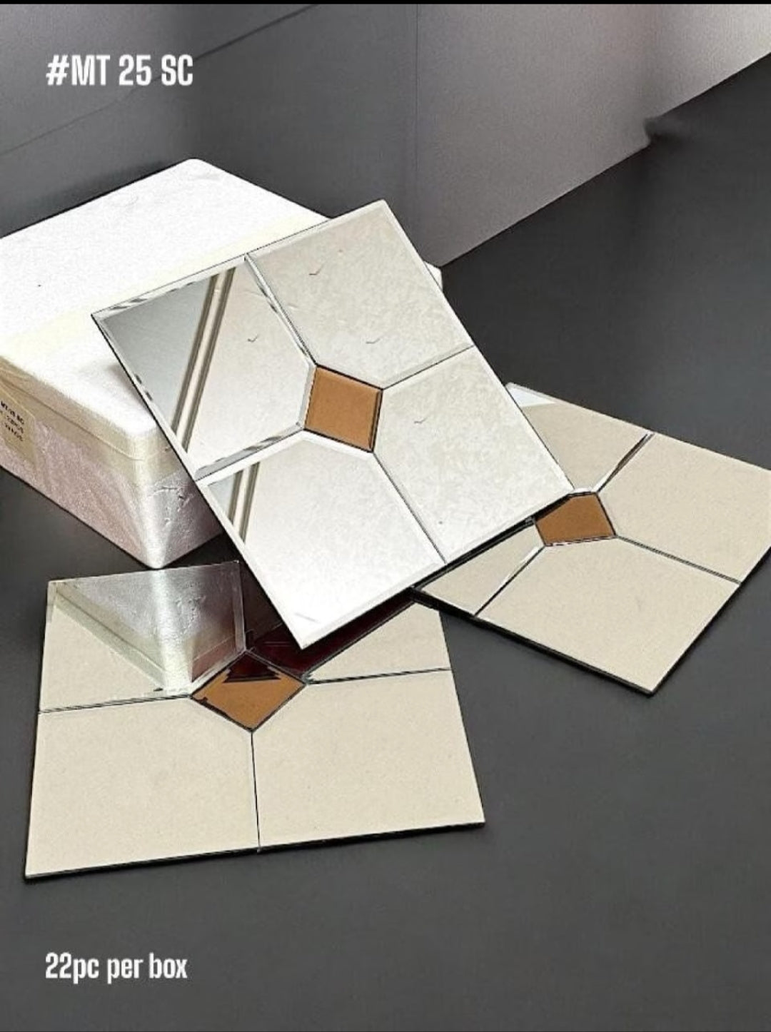 #MT25 SC - Silver Stylish Glass Mirror Mosaic Tile (1 Tile Coverage Area: 1 Sq Ft) SWASTIK CREATIONS The Trend Point