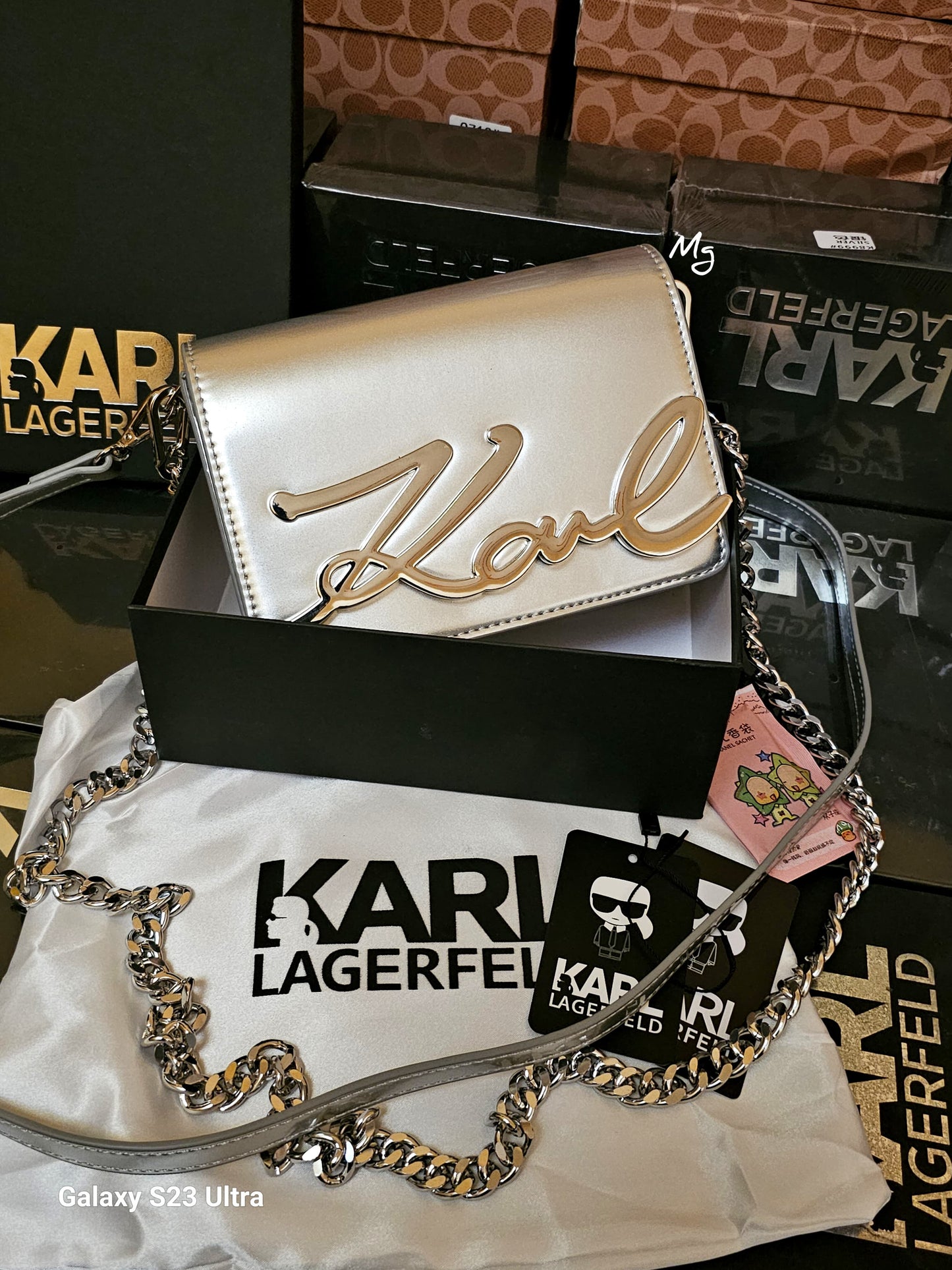 Karl Lagerfeld Small K/Signature Bag Mirror SWASTIK CREATIONS The Trend Point