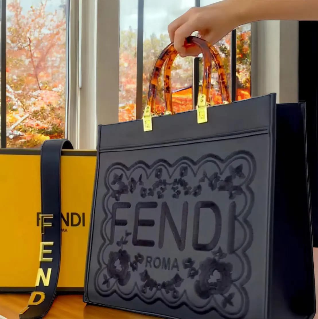Fendi Roma Signature Embroidery Tote Bag SWASTIK CREATIONS The Trend Point