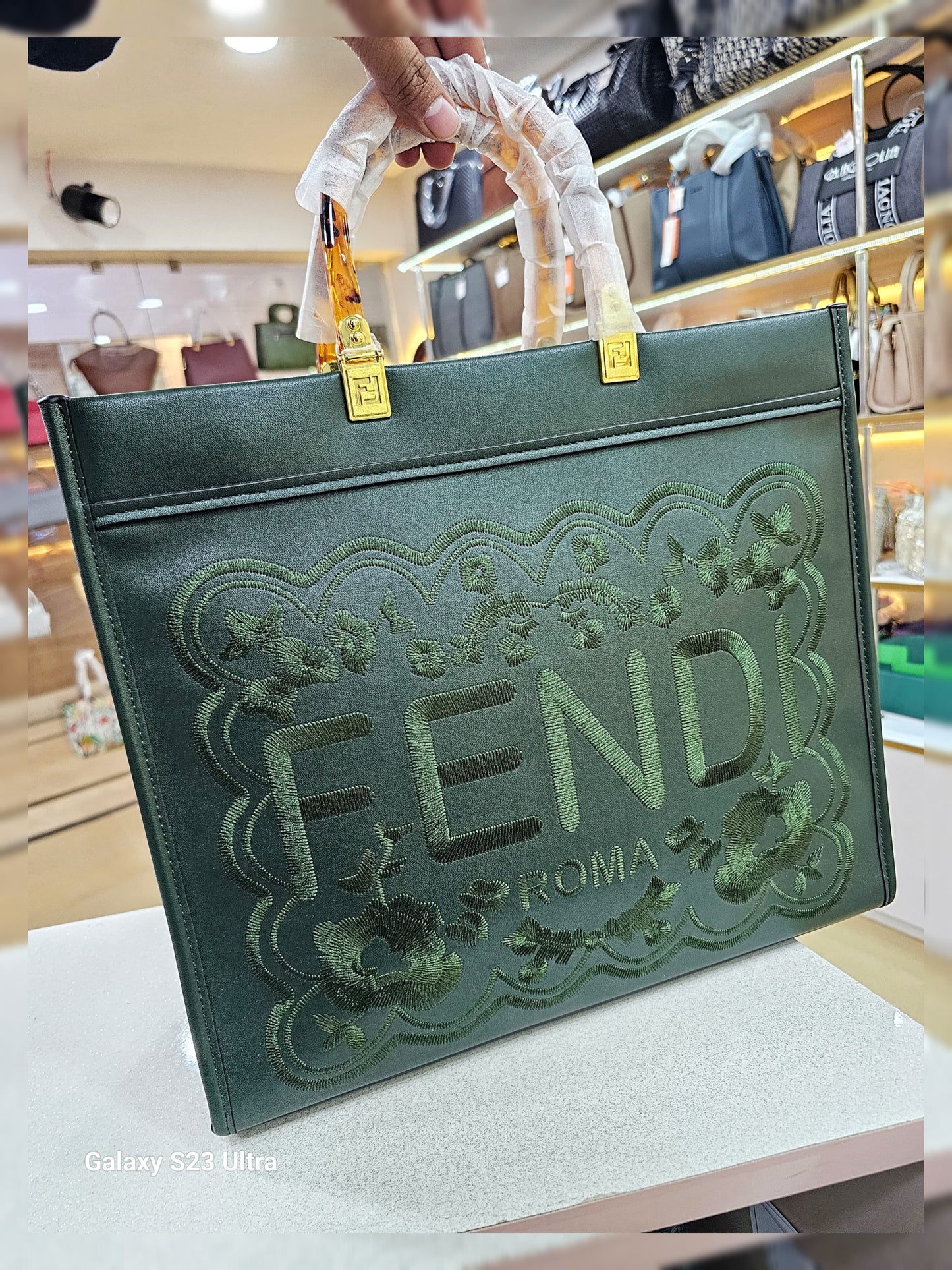 Fendi Roma Signature Embroidery Tote Bag SWASTIK CREATIONS The Trend Point